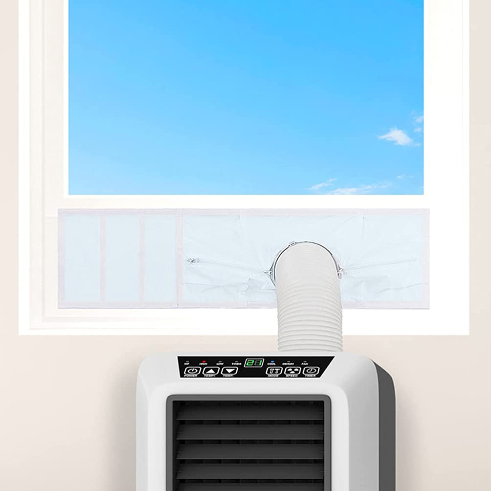 Cabilock 1-Piece White Polyester Air Conditioner Deflector - Portable AC Window Seal Plate & Baffle Cloth for Anti-Blow - Perfect for Bedroom, Office & Home Cooling Efficiency