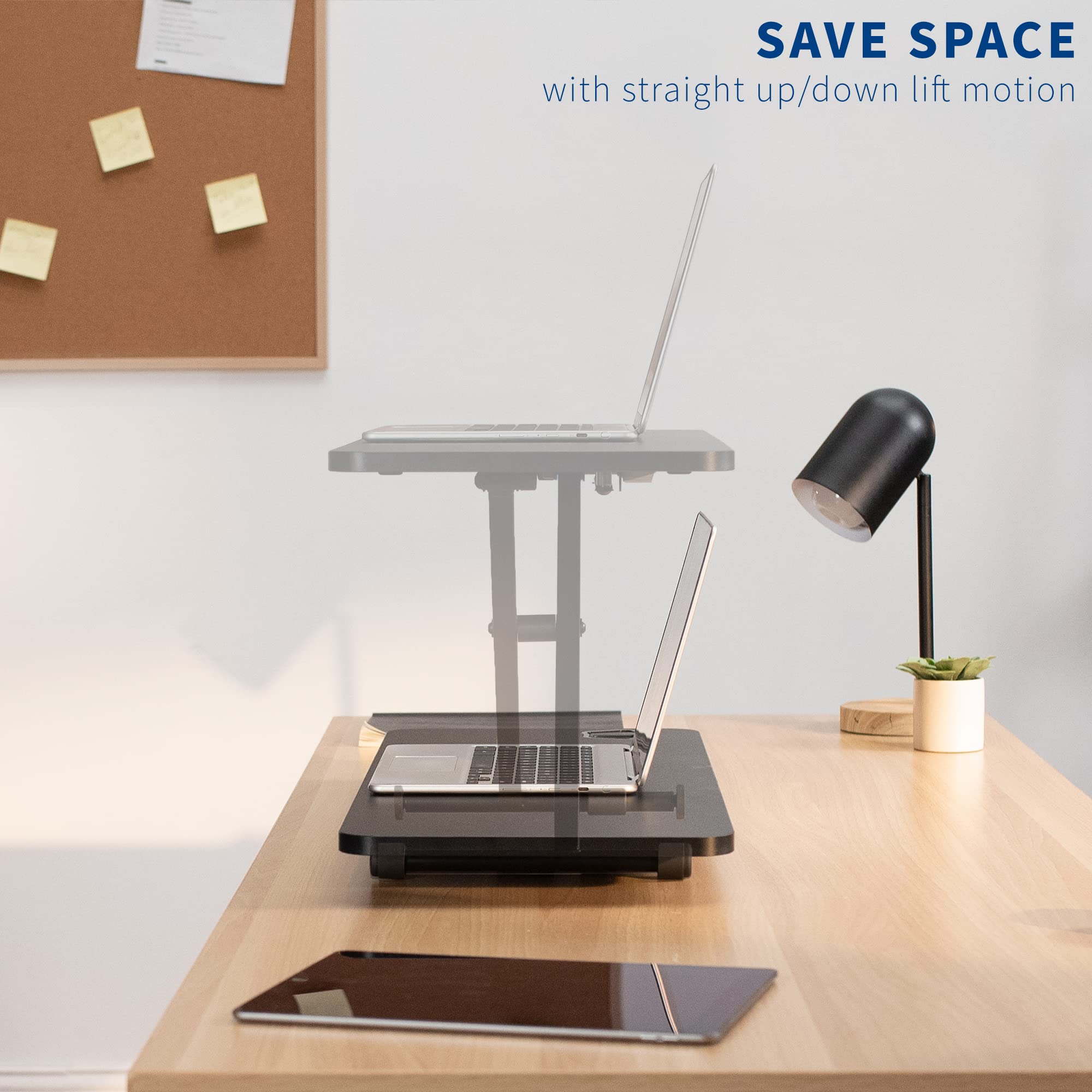 VIVO Black Small Single Top 28 inch Standing Desk Converter | Adjustable Height Scissor Lift Monitor Riser | Sit to Stand Workstation for Home Office, Gaming & Study | DESK-V011F