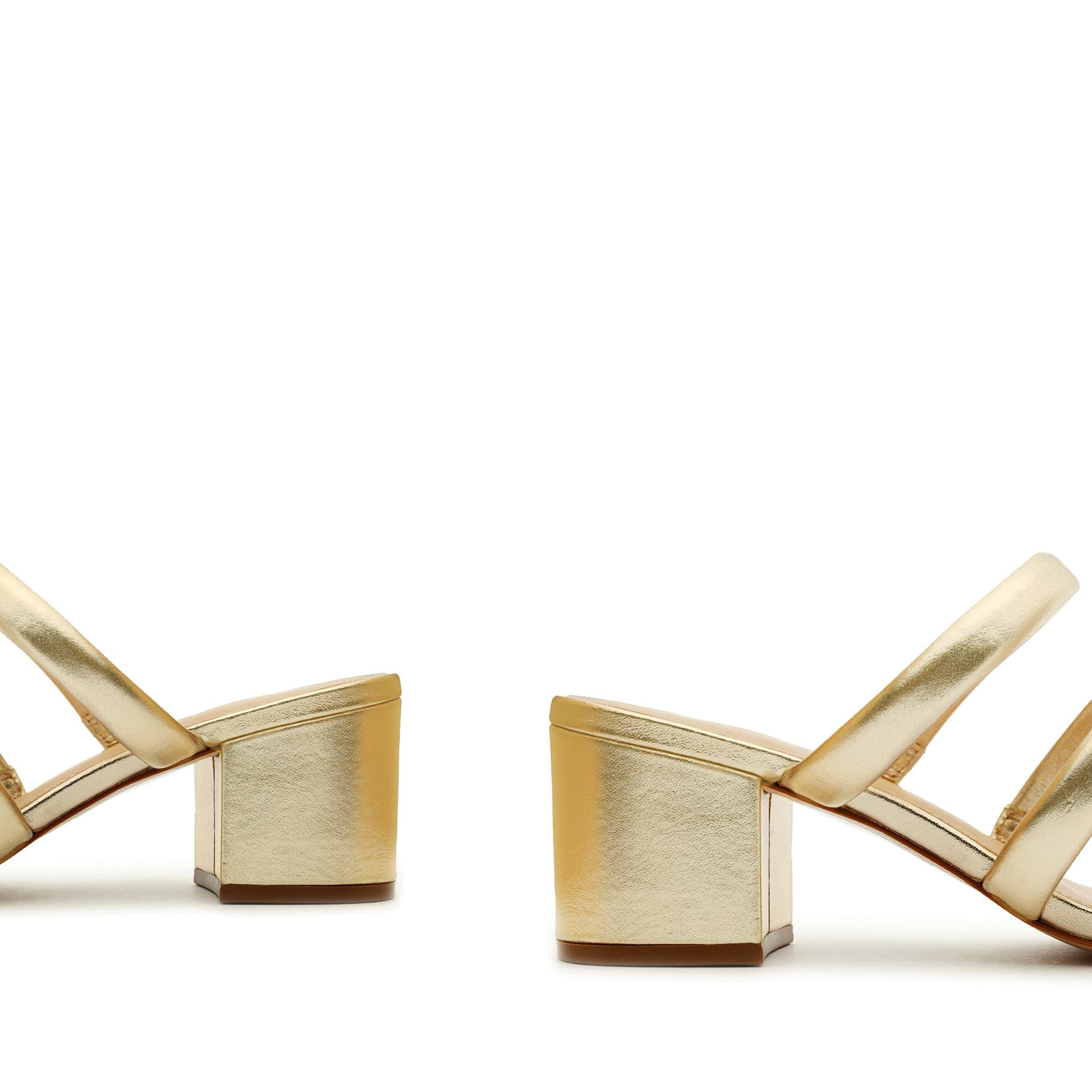 Olly Women's Mid Block Heel Metallic Leather Sandals - Comfortable & Stylish for Summer, Parties, and Casual Outings