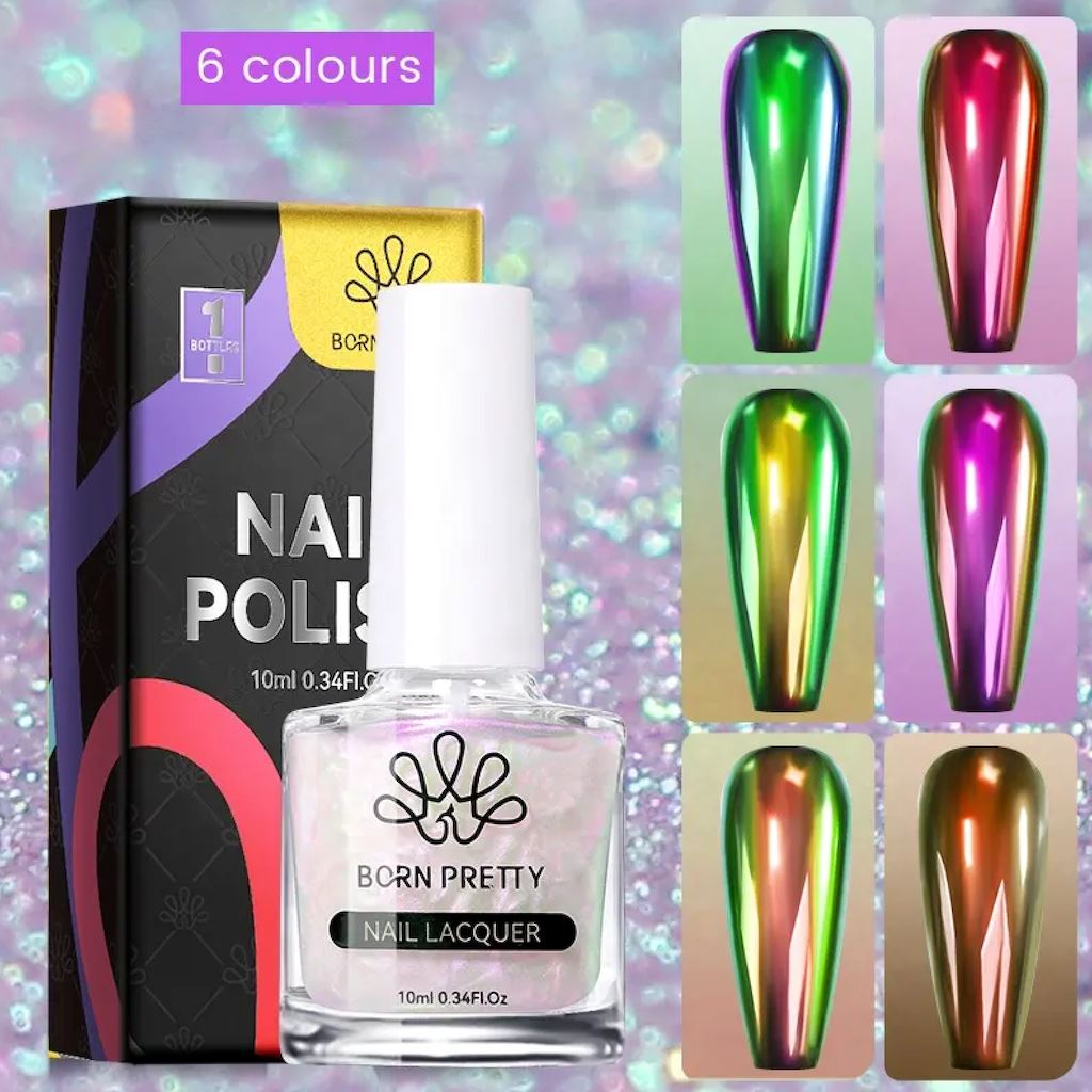 Born Pretty Chrome Aurora Nail Polish - Metallic Holographic Nail Lacquer for Gel & Acrylic Nails - Perfect for Parties, Weddings & Special Occasions