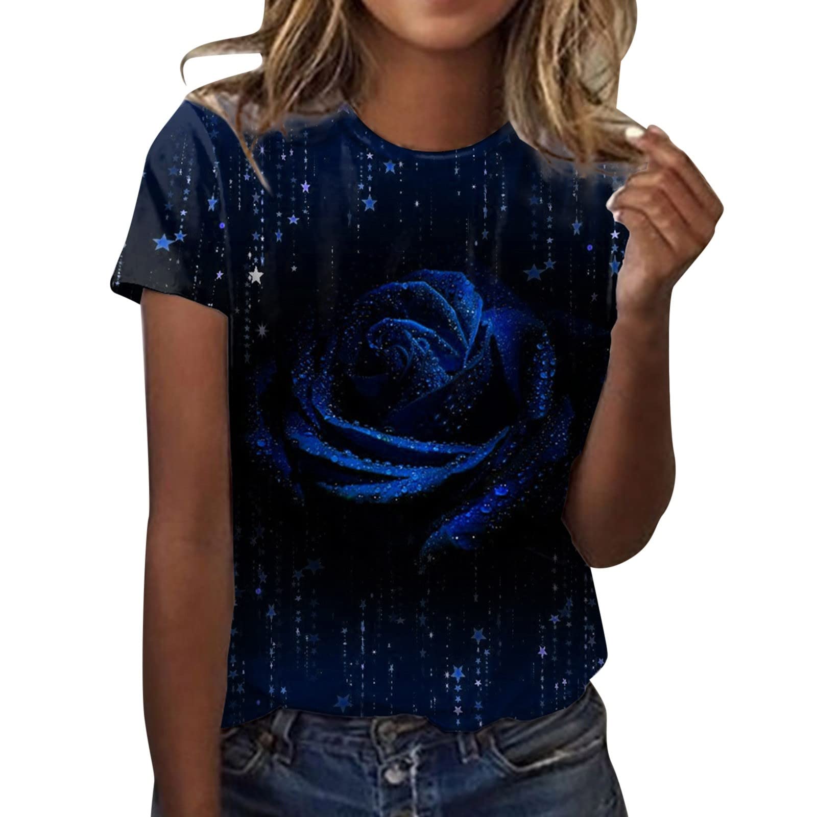 **Plus Size Women's Cute Summer Tops - Crew Neck Short Sleeve Printed T-Shirt - Casual Loose Fit Sport Tee for Everyday Wear & Outdoor Activities**