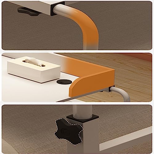 Adjustable Overbed Table with Wheels - Mobile Rolling Laptop Desk for Twin/Full/Queen/King Size Beds - Perfect for Working, Eating, Reading in Bed or Hospital Use