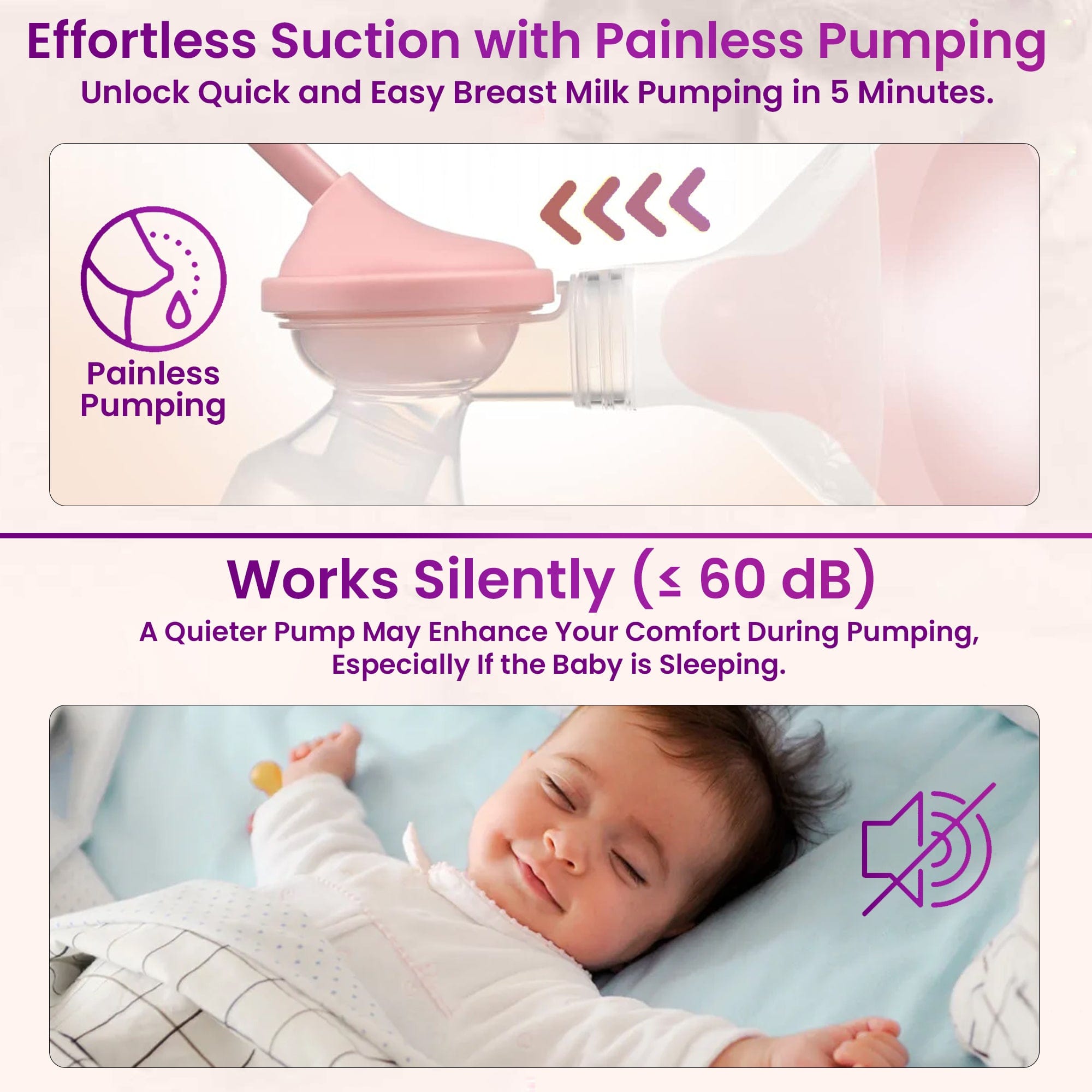 Trumom USA Electric Breast Pump - 2 Phase Pumping, USB Rechargeable, Digital Display, Single, Quiet & Portable for Comfortable Pumping | BPA Free Accessories, 125ml Milk Bottle, Adjustable Suction | Perfect for Travel, Work & Home Use (Model 6006)