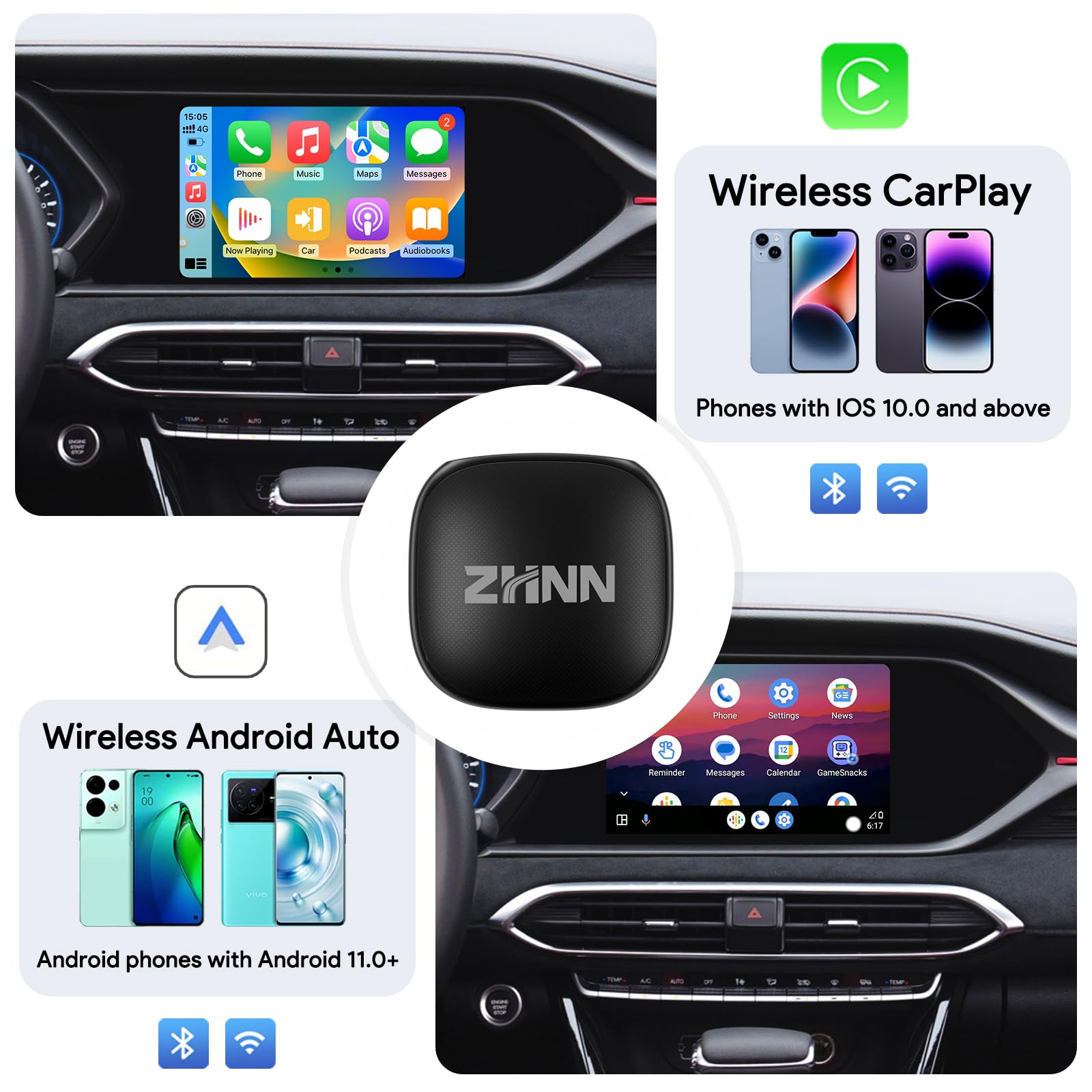 Wireless CarPlay AI Box & Android Auto Smart Adapter - Plug & Play for OEM Wired Cars, Supports TF Card & Seamless Connectivity - Perfect for Commuting, Road Trips & Hands-Free Driving