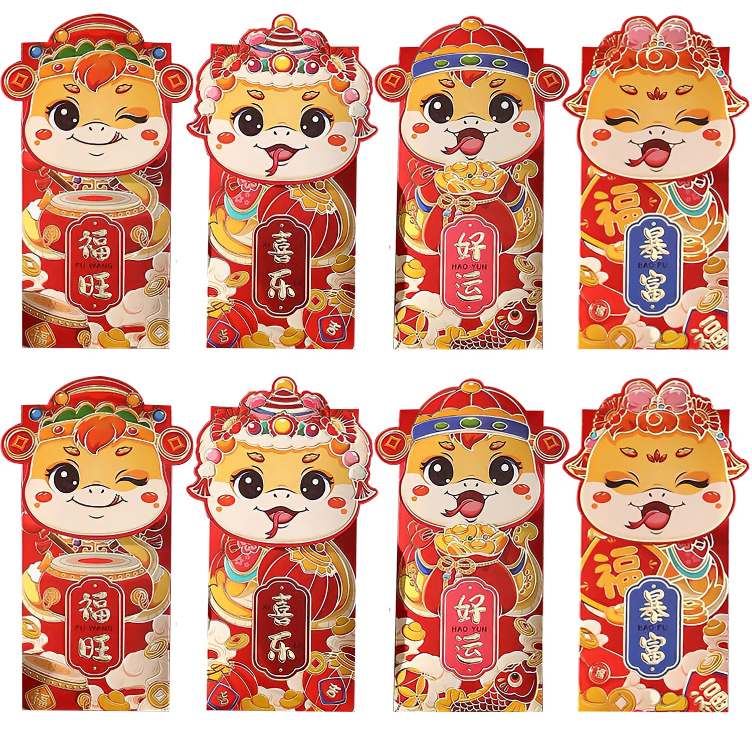 12 PCS Chinese New Year Red Envelopes 2025 - Year of The Snake Lucky Money Pockets | Traditional Hong Bao for Lunar New Year Gifts | Perfect for Spring Festival Blessings, Family Gatherings & Fortune Giving
