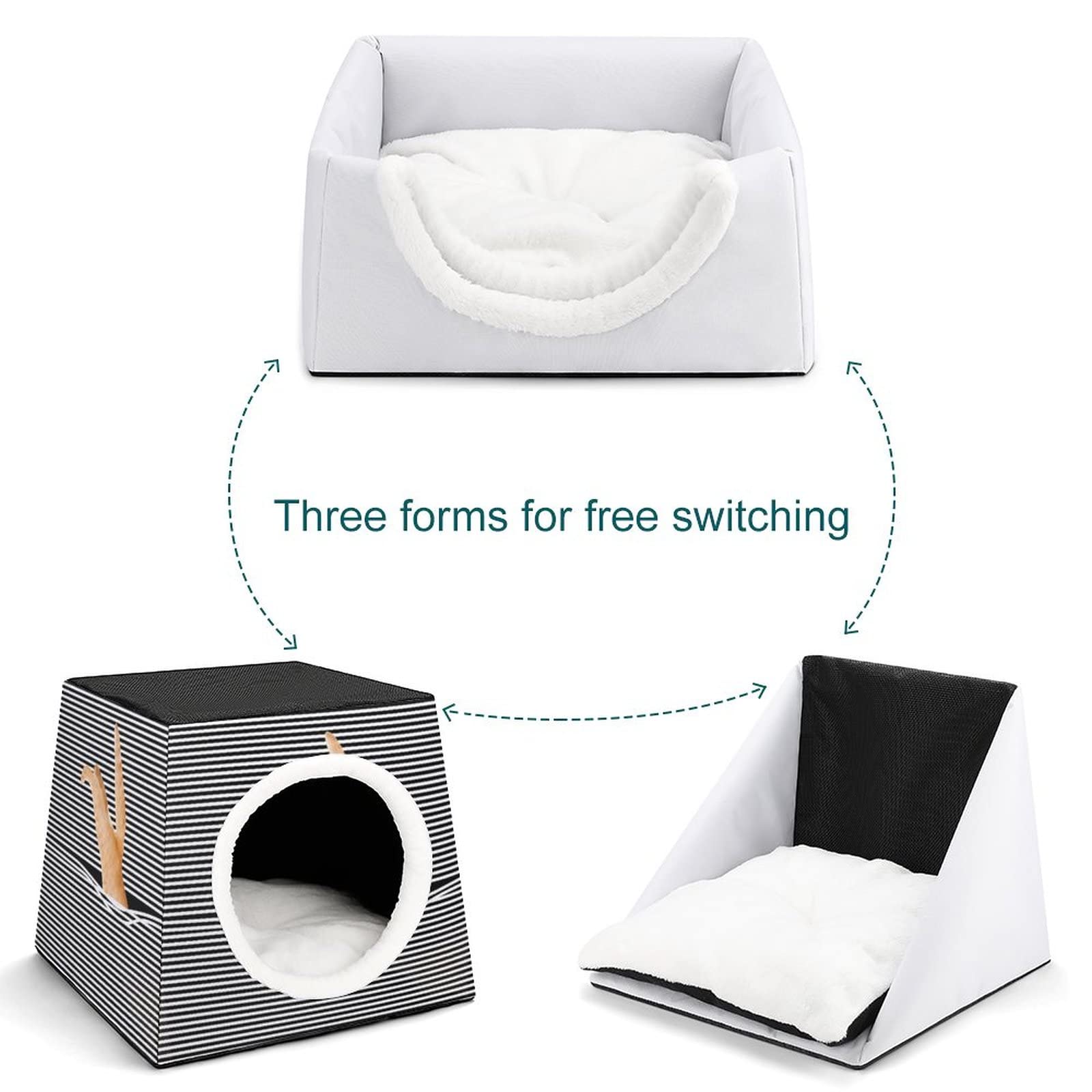 3-in-1 Multi-Functional Cat House - Soft Pet Bed & Cozy Sofa with Striped Design for Indoor/Outdoor Use | Perfect Kitty Shelter, Play Cube & Nap Spot for Your Feline Friend