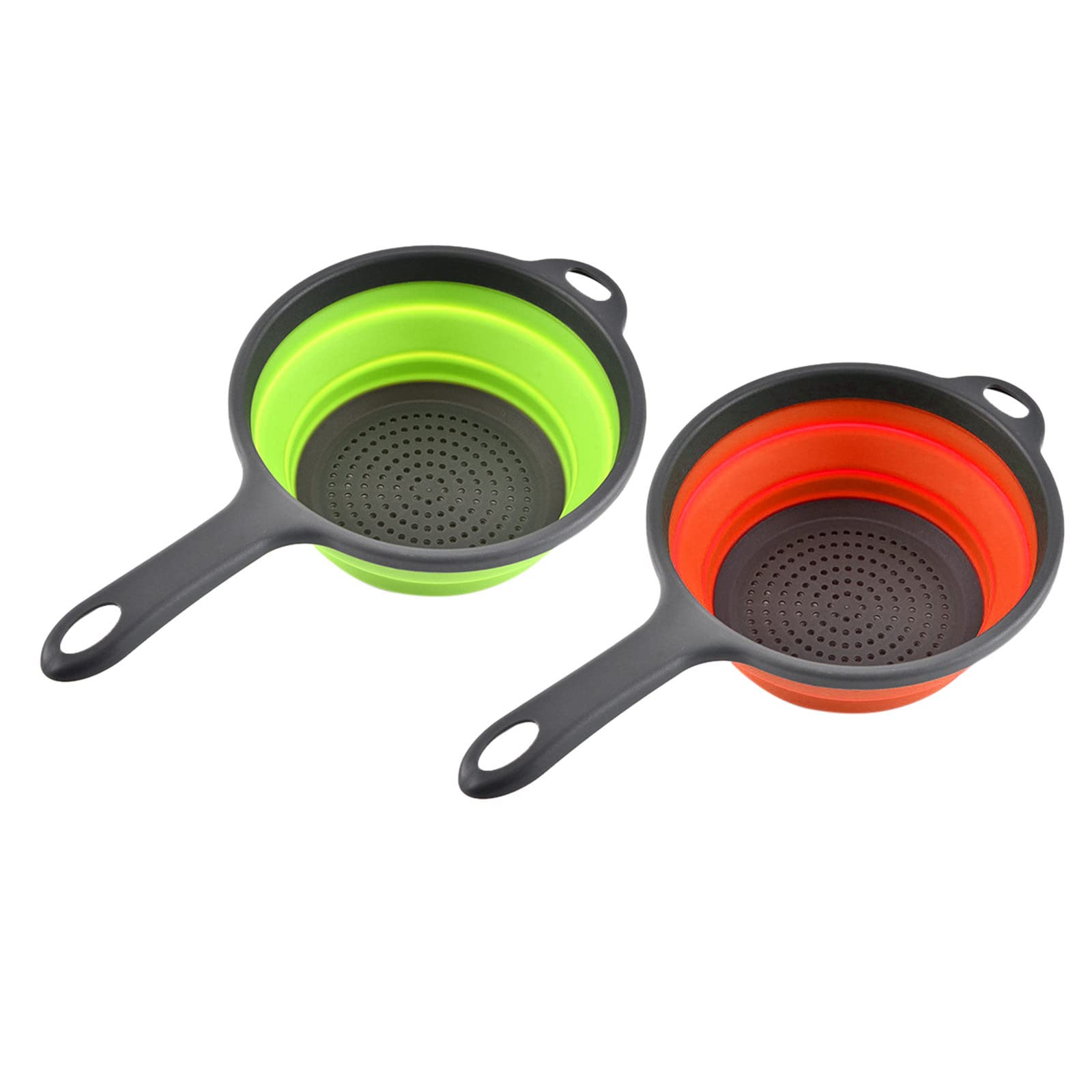 Mortilo Kitchen Filter Basket with Handle - Round Fruit and Vegetable Washing Basket for Bananas, Berries & Produce - Durable Colander Strainer for Kitchen, Picnics & Camping (Red/Green, One Size)
