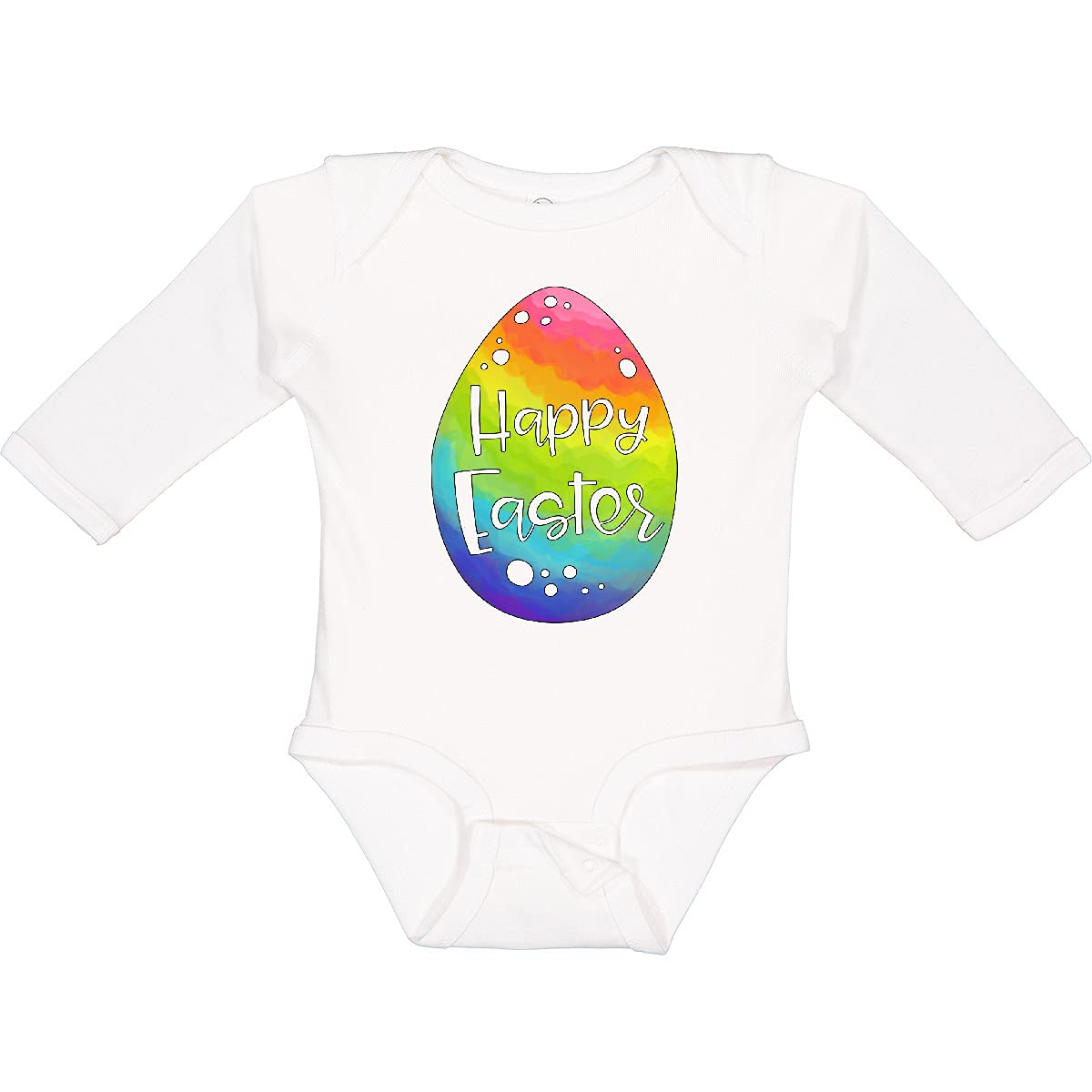 Inktastic Happy Easter Rainbow Easter Egg Long Sleeve Baby Bodysuit - Cute Easter Outfit for Boys & Girls, Holiday Photo Shoot & Family Gathering