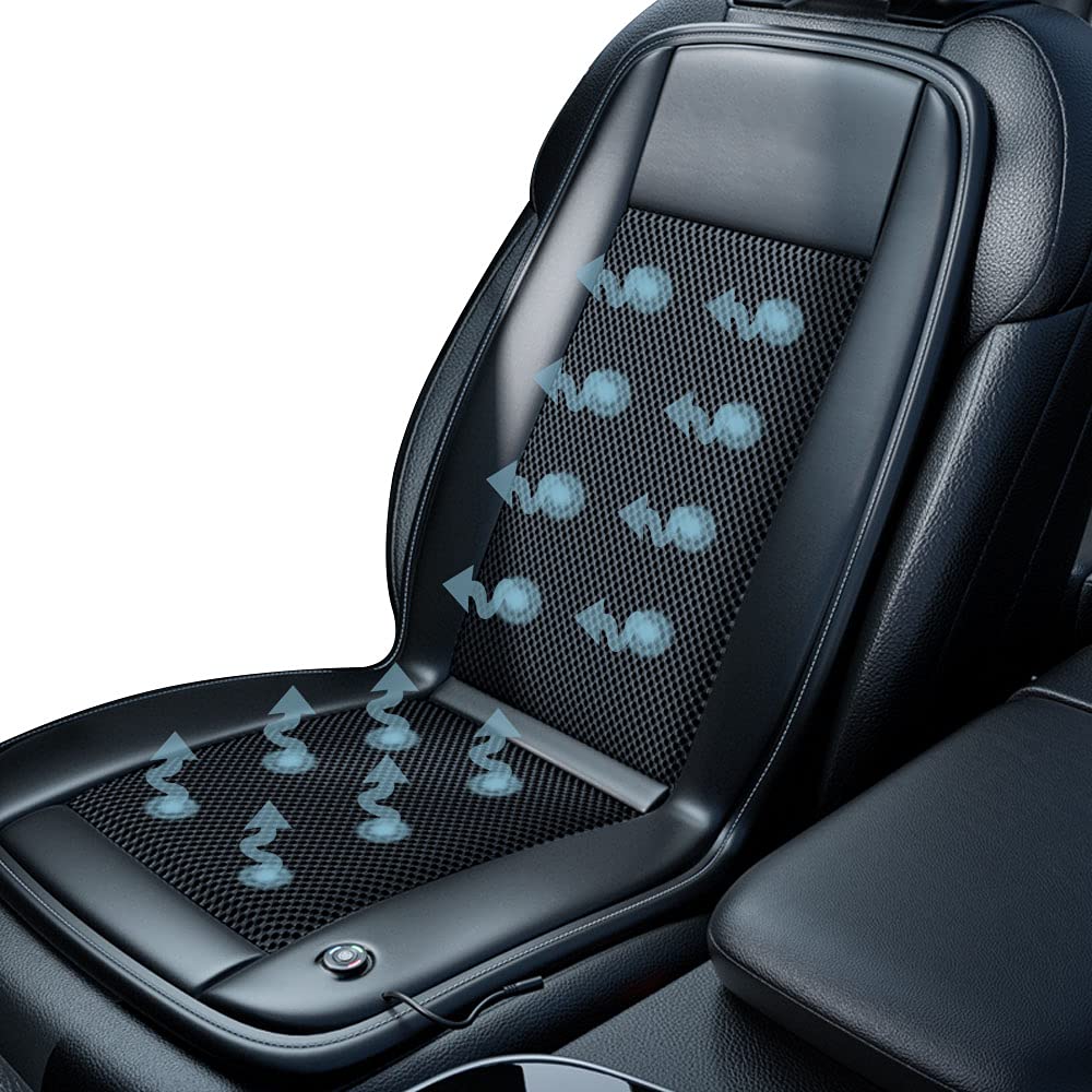 12V Cooling Car Seat Cushion with 10 Fans & 3 Temperature Settings - Fast 15-Second Cooling for Summer Driving - Breathable Air Conditioned Seat Cover - Perfect for Hot Weather Commutes & Road Trips (Gray, 1 Pack)