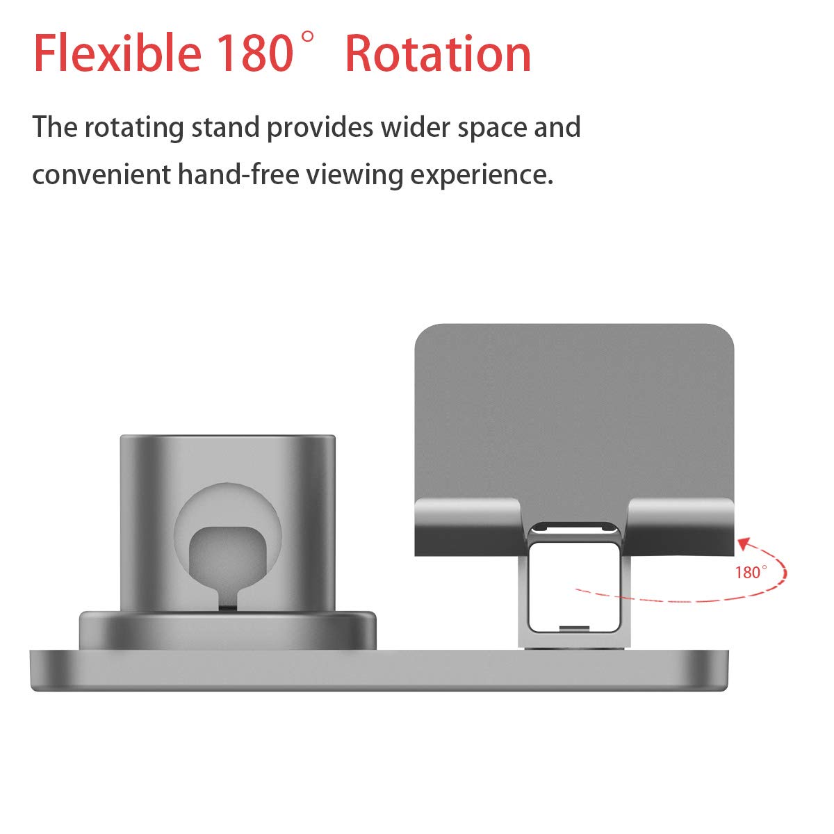 3 in 1 Multi-Angle Adjustable Phone Stand Holder for iPhone 16 Series/Samsung Galaxy S24 Series/Apple Watch 4-7/AirPods - Universal Charging Dock for Desk, Nightstand & Office Use (Gray)