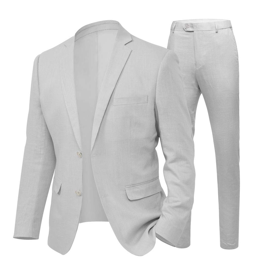 Men's Ivory Summer Beach Wedding Suits - 2 Piece Groom Tuxedo Set with 2 Buttons | Perfect for Outdoor Ceremonies & Tropical Destination Weddings