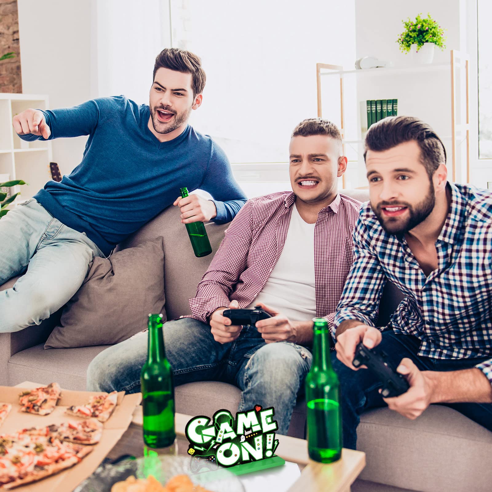 Frienda 3-Piece Wooden Video Game Party Decor Set - Level Up Birthday Banner, Pixel Art Table Signs & Gamer Centerpieces for Boys Kids Birthday Party (Green) | Perfect for Gaming Themed Parties, Streamer Events & Nerf Battle Decorations