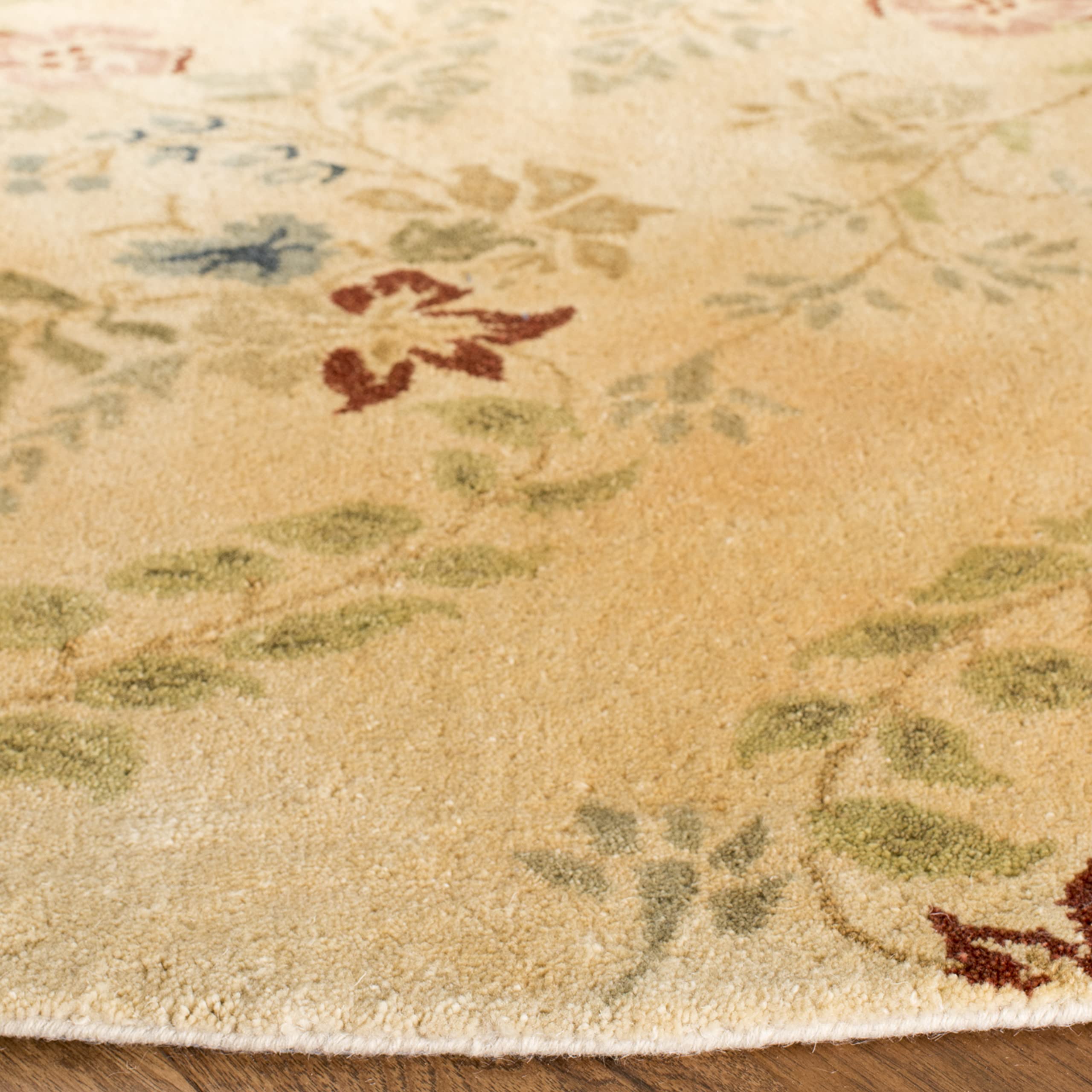 SAFAVIEH Metro Collection 8' Round Ivory/Multi MET986A Handmade Floral Premium Wool Area Rug - Perfect for Living Room, Bedroom & Office Decor