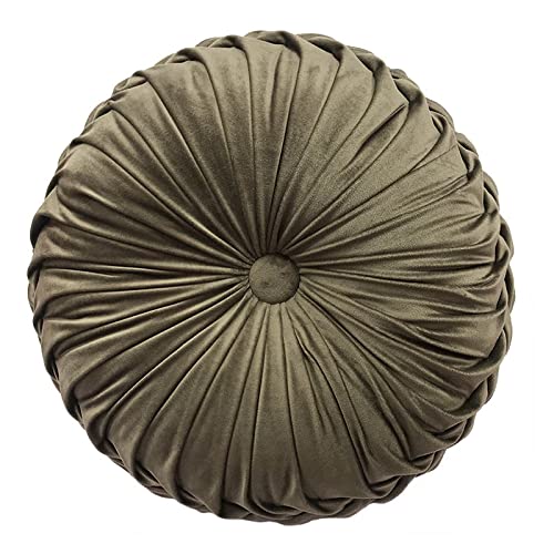 Light Brown Round Throw Pillow - Holland Velvet Decorative Cushion for Sofa, Chair, Bed & Car - Perfect for Living Room, Bedroom & Travel Comfort