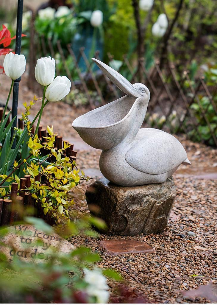 Garden Pelican Statue Sculpture - 17 Inch Resin Bird Animal Art Craft for Outdoor & Indoor Decoration | Perfect for Patio, Lawn, Poolside & Garden Decor