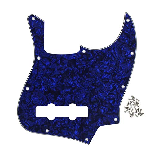 Blue Pearl 4-Ply J Bass Pickguard for 4-String Jazz Bass - 10-Hole Scratch Plate Replacement Guitar Part | Perfect for DIY Repairs & Custom Upgrades
