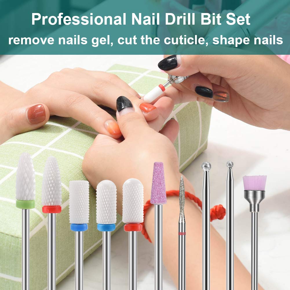 10Pcs Professional Ceramic Nail Drill Bits Set - 3/32