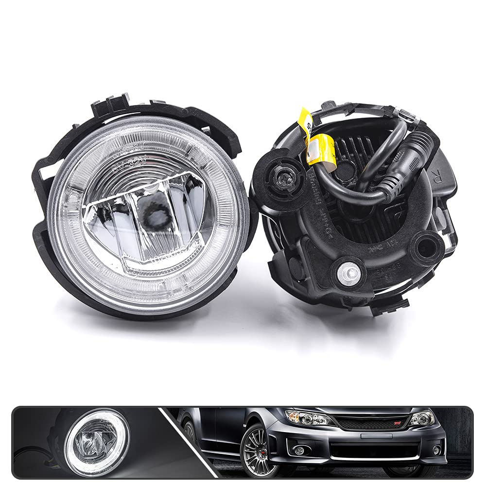 2Pcs LED Fog Lights & DRL Lights for Subaru Forester 2009-2013, Impreza WRX STI 2008-2010 - Xenon White LED Halo Ring Daytime Running Lamps - Perfect for Night Driving & Off-Road Adventures