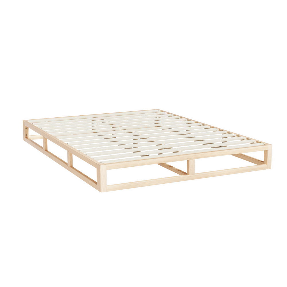 Minimalist Solid Pinewood Bed Frame Queen Size - Sturdy & Eco-Friendly Wooden Bed for Modern Bedrooms, Perfect for Master Bedrooms, Guest Rooms & Dormitories