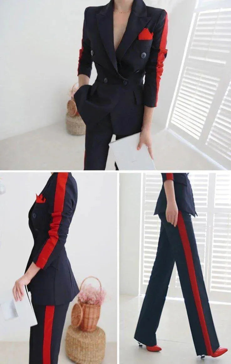 Elegant Women's Pant Suit - Amani Double Breasted Pantsuit for Business, Office & Formal Events | Professional Workwear & Career Outfits