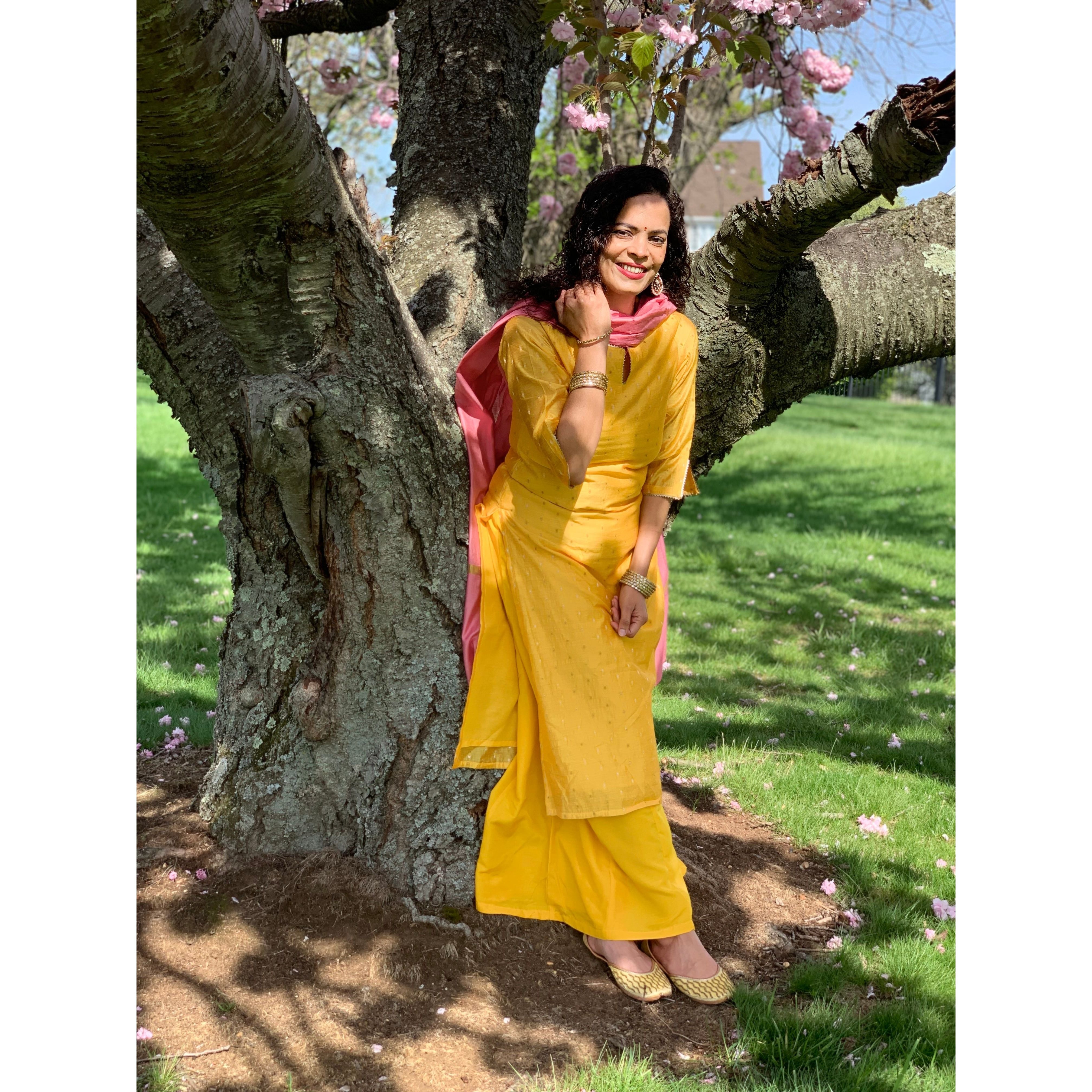 Elegant Yellow and Gold Printed Chanderi Silk Kurta Set for Women | Traditional Indian Ethnic Wear | Perfect for Festivals, Weddings & Special Occasions