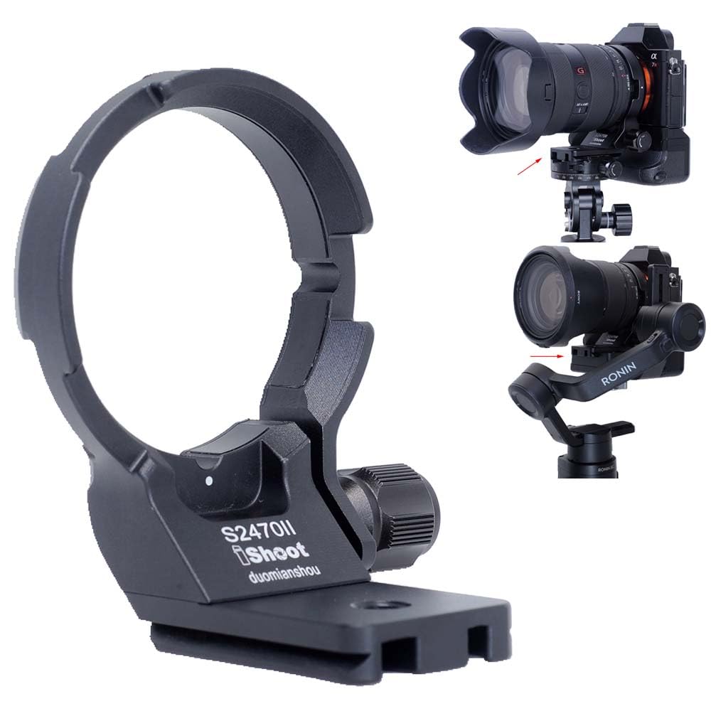 iShoot Tripod Mount Ring Lens Collar for Sony FE 24-70mm f/2.8 GM II, 16-35mm F2.8 GM II & 20-70mm F4 G Lenses - Arca-Swiss Quick Release Plate Compatible with Tripod Heads - Perfect for Landscape, Portrait & Travel Photography