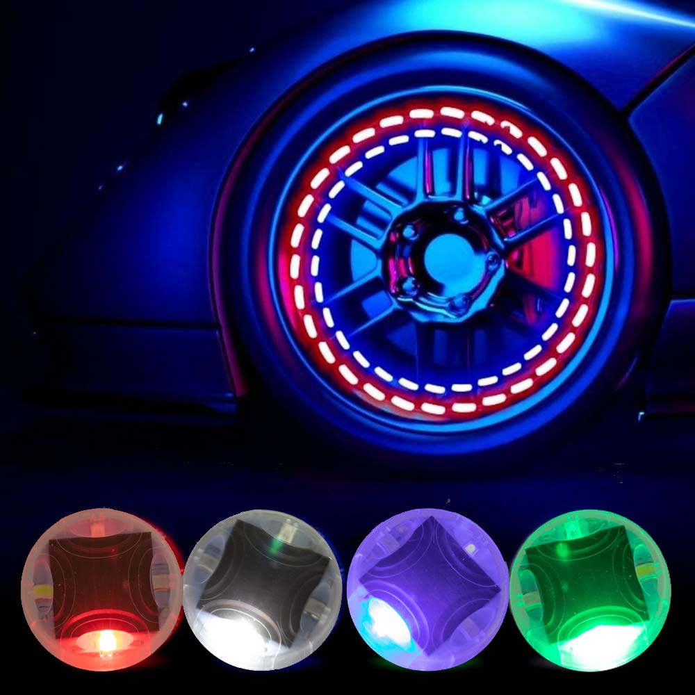 ATREPIN 4pcs LED Tire Valve Cap Lights - Colorful Wheel Gas Nozzle Lights for Cars, Bicycles & Motorcycles | Waterproof Auto Accessories for Night Riding & Custom Styling