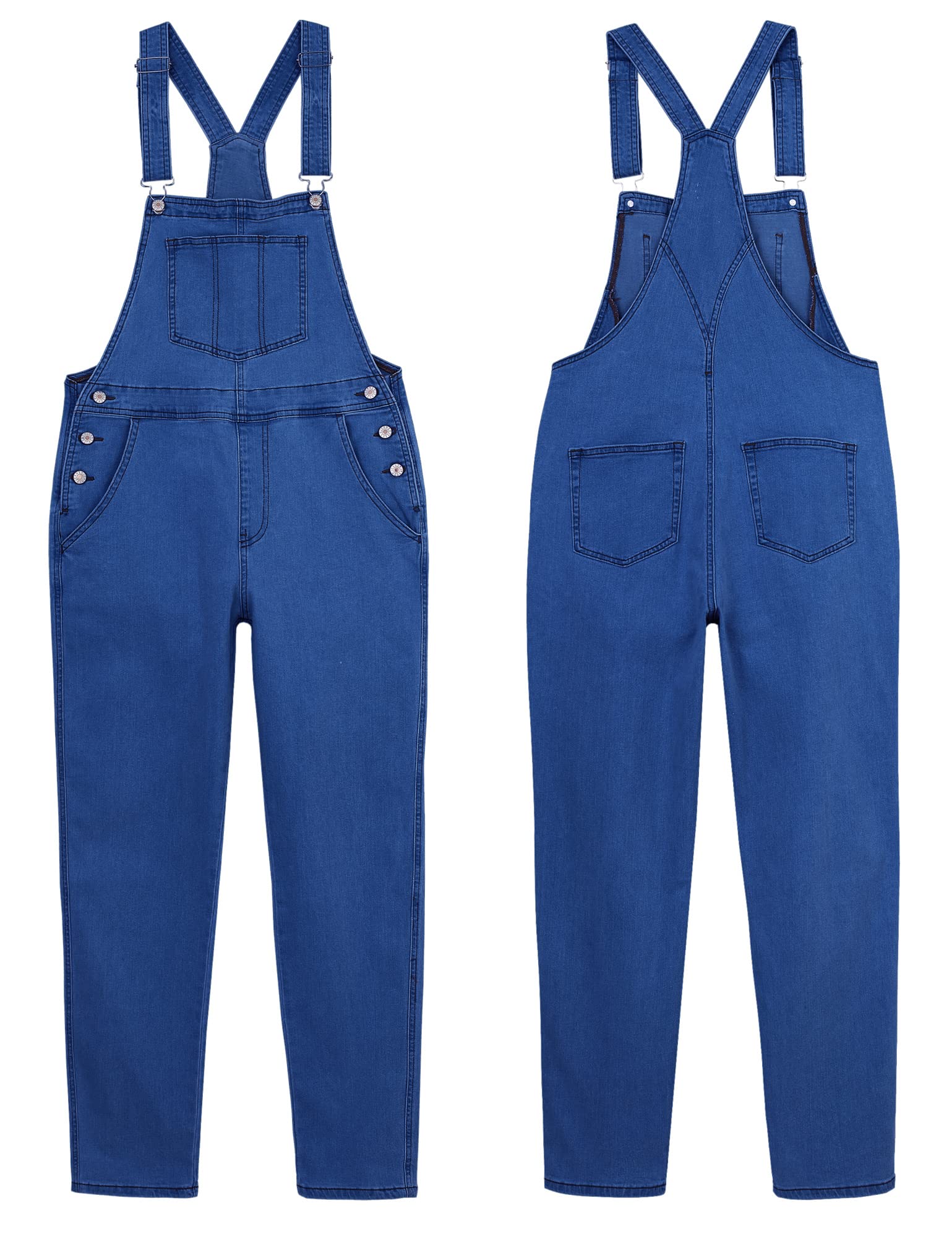 GRAPENT Women's Loose Fit Stretch Denim Overalls - Comfortable Jean Bib Jumpsuit & Overalls Pants for Casual Wear, Work, Outdoor Activities