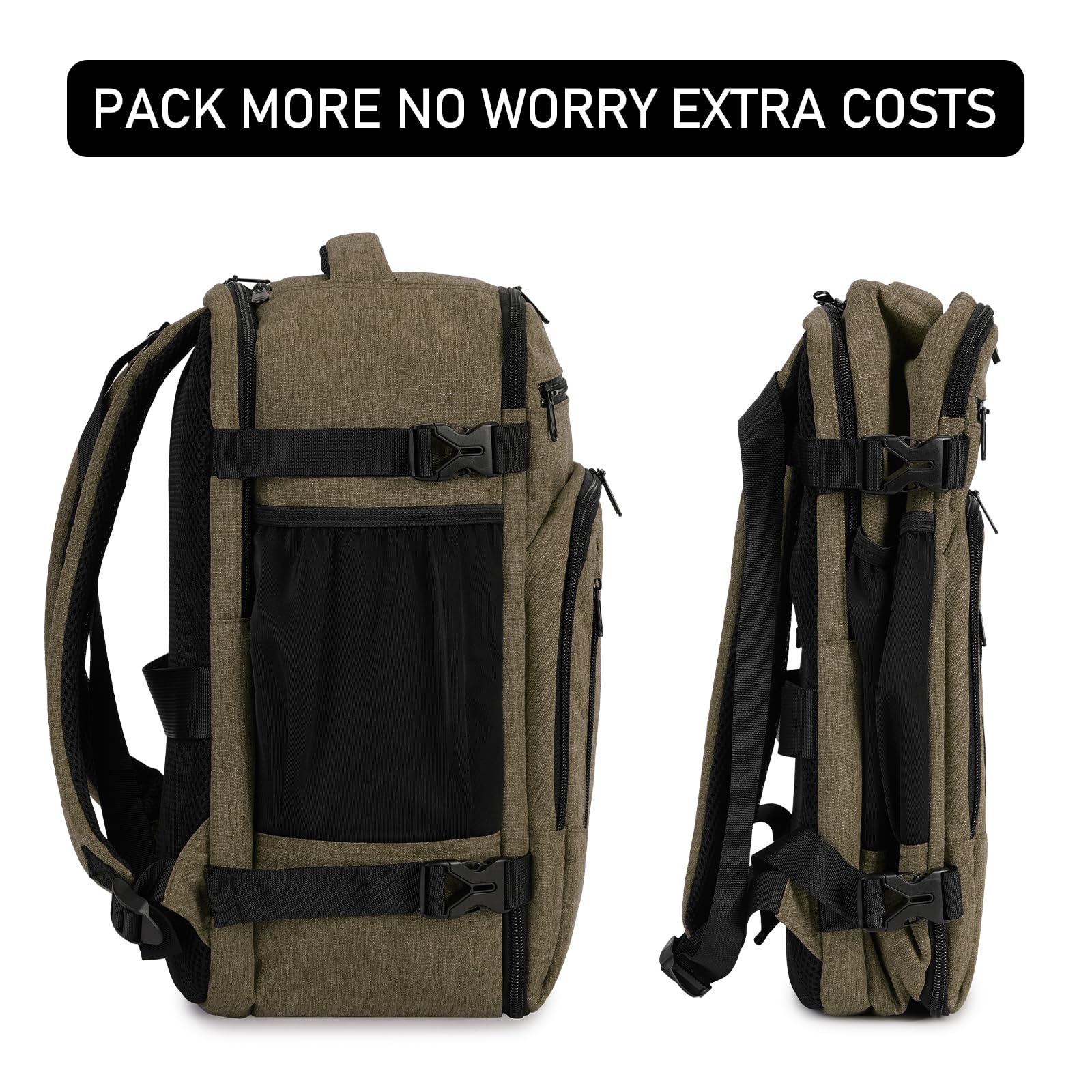 ECOHUB 16 Inch Laptop Backpack for Women & Men - Water Resistant Brown College School Backpack for Travel, Work & Daily Commute