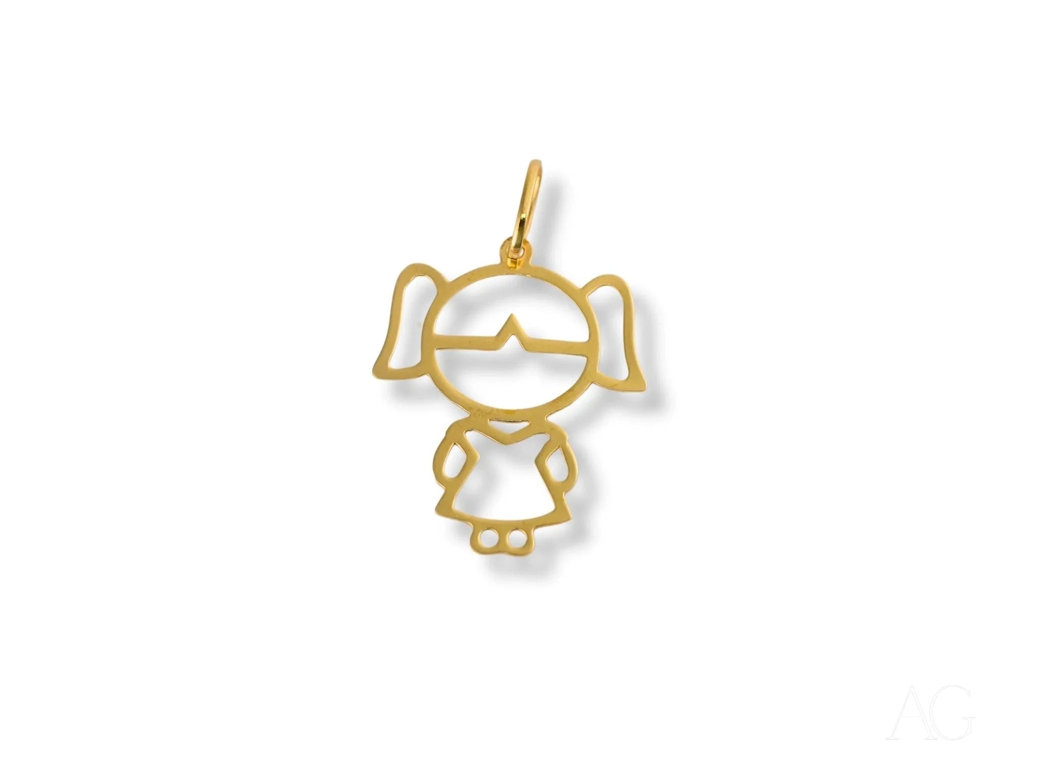 18K Yellow or White Gold Doll Girl Pendant Necklace - Elegant Jewelry Gift for Women & Girls - Perfect for Birthdays, Anniversaries & Special Occasions
