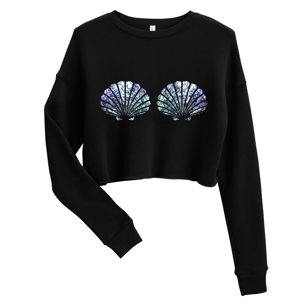 Mermaid Shells Crop Sweatshirt for Women - Trendy Y2K Fashion Top with Unique Shell Design - Perfect for Beach Vacations, Summer Outfits and Festival Wear