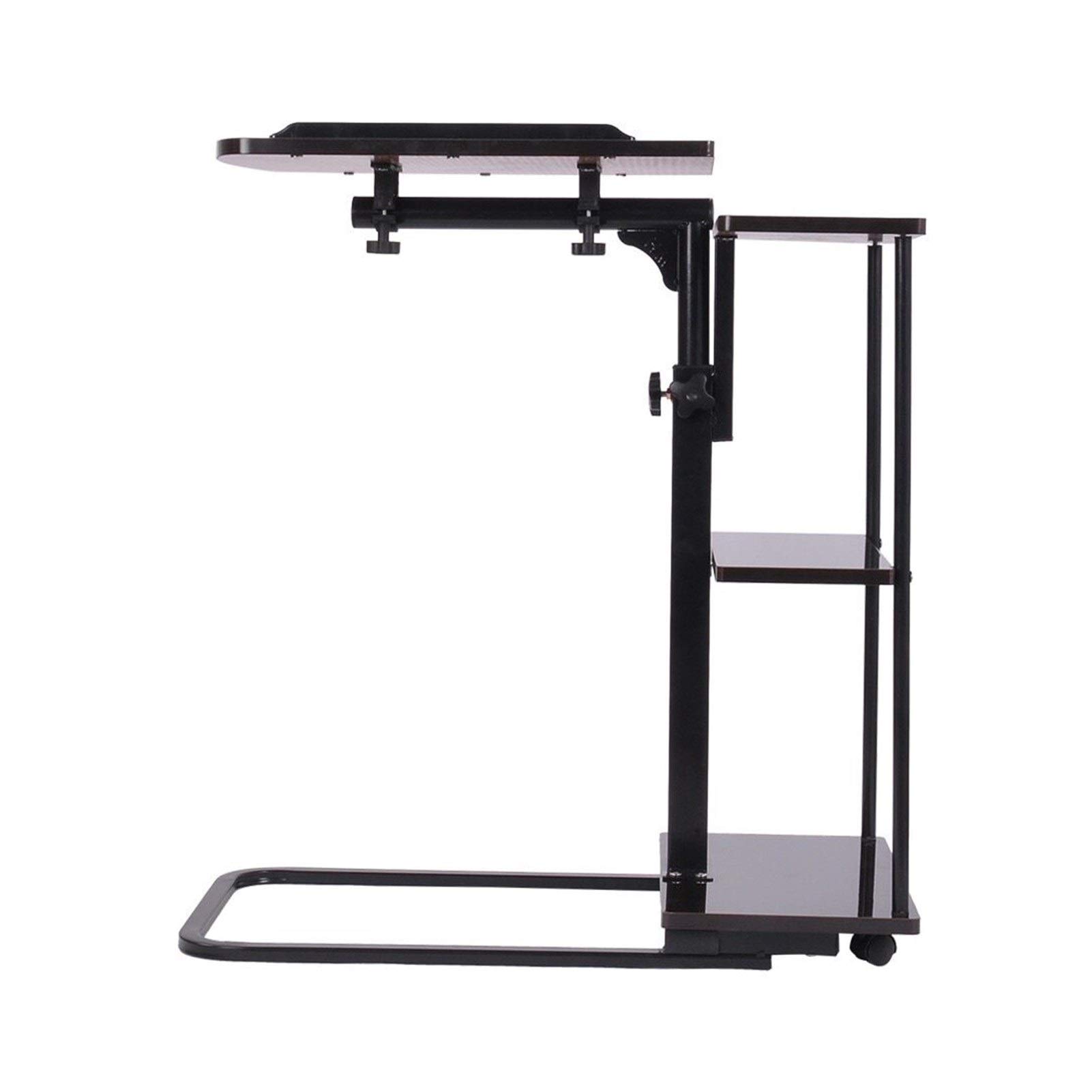 Adjustable Overbed Table with Wheels - Portable Laptop Desk for Home Office, Sofa & Bed - Height Adjustable Rolling Computer Stand Tray (Black) - Perfect for Remote Work, Gaming & Hospital Use