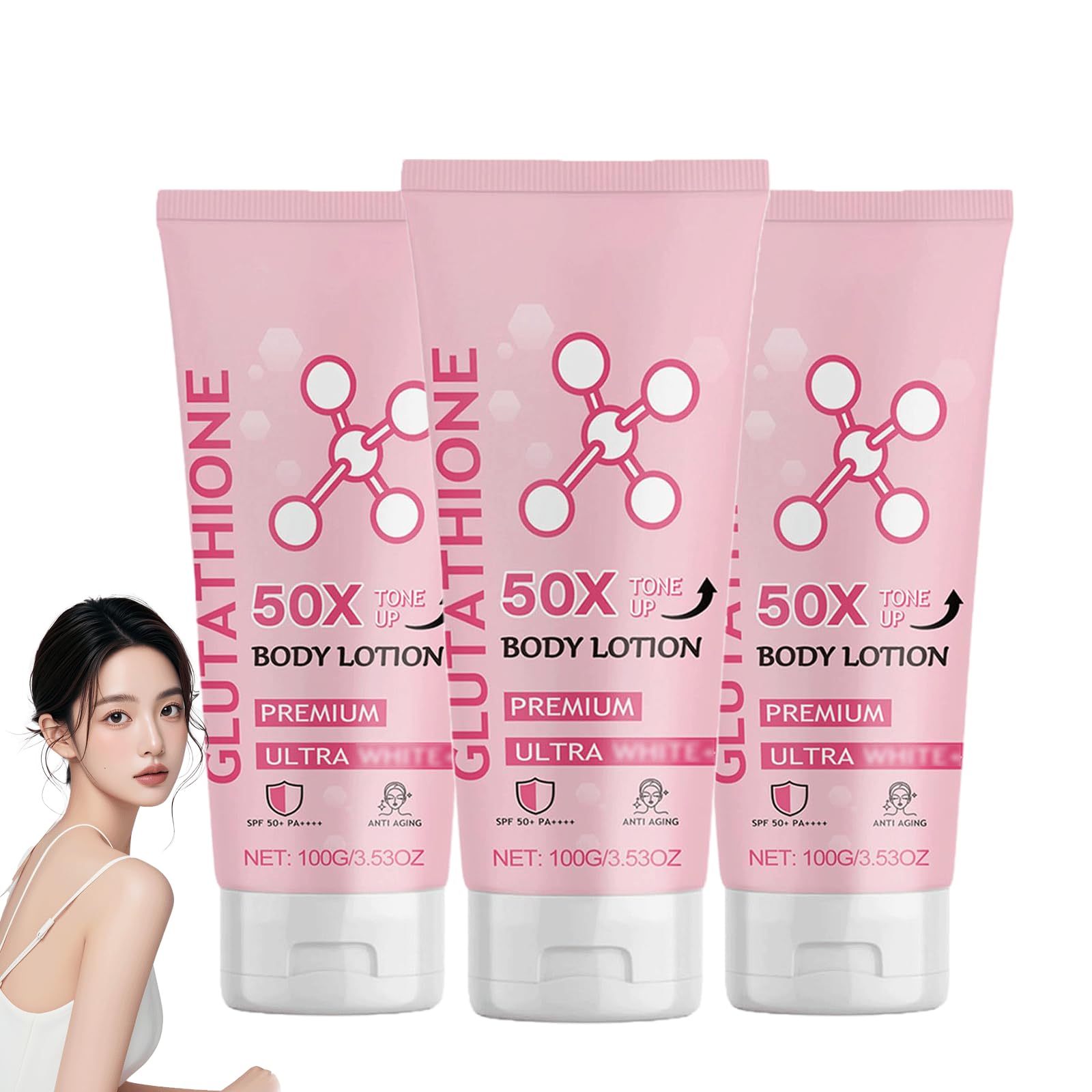 Glutathione 50x Tone Up Body Lotion - Skin Whitening & Brightening Cream with Glutathione - 3 Pack Scented Moisturizer for Even Skin Tone | Perfect for Daily Use, Night Care & Full Body Hydration