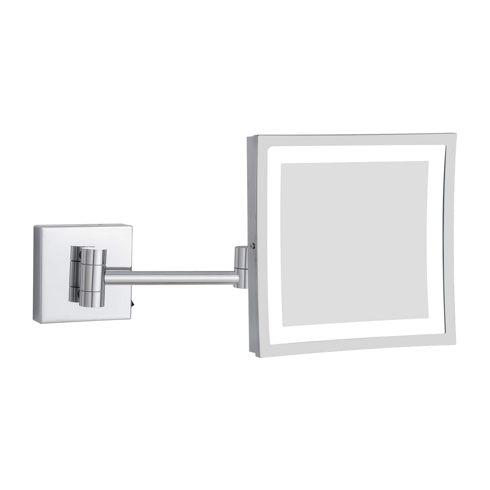 DOWRY LED Lighted 3X Magnifying Makeup Mirror with Plug - 8 Inch Polished Chrome Vanity Mirror for Precise Makeup Application, Eyebrow Shaping & Skincare - Perfect for Home, Salon, and Travel Use