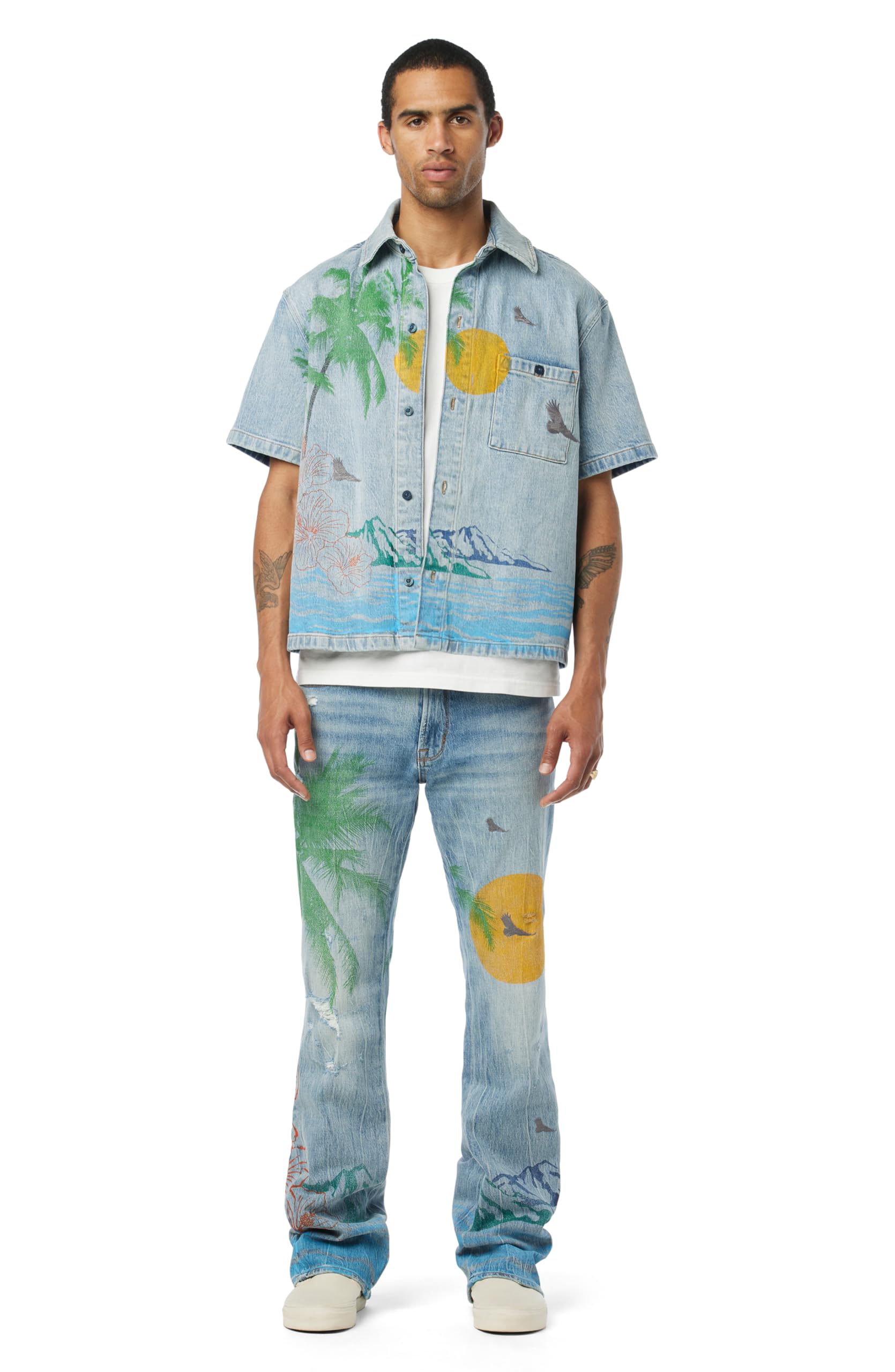 HUDSON Men's Short Sleeve Button Up Camp Shirt - Casual Summer Shirt for Men, Lightweight Breathable Button Down Shirt - Perfect for Beach, Camping, and Outdoor Activities
