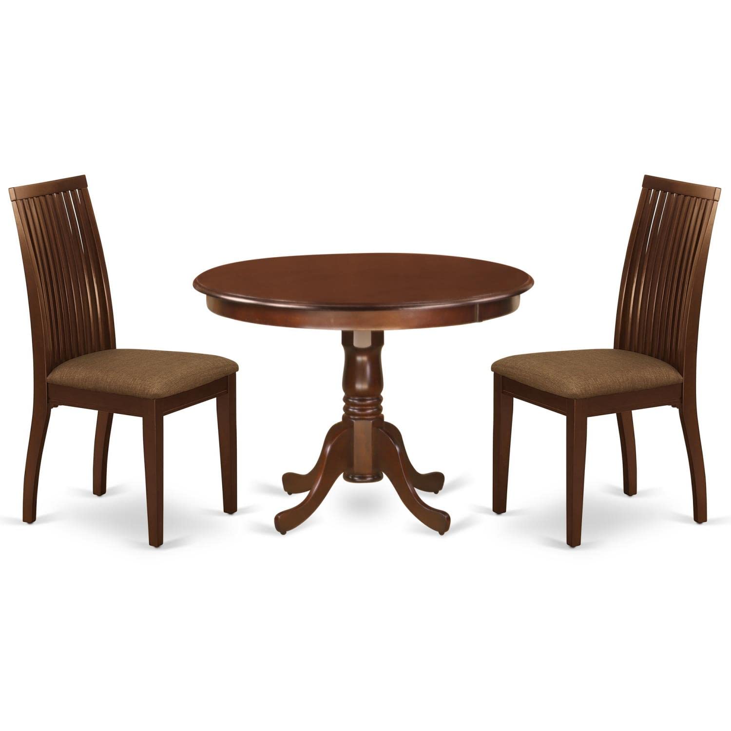 East West Furniture HLIP3-MAH-C 3-Piece Mahogany Dining Set with 42