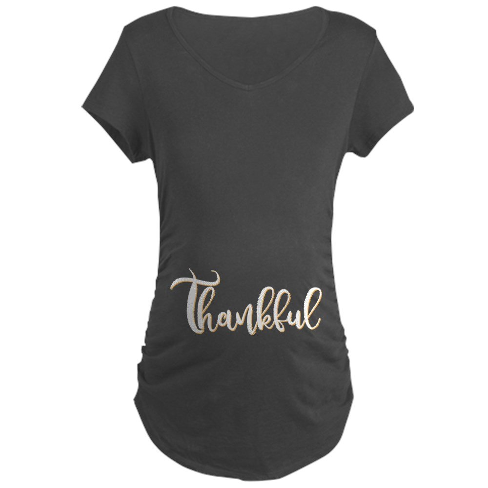 Thankful Maternity Dark T-Shirt - Comfortable Pregnancy Tee for Expecting Moms | Perfect for Baby Showers, Maternity Photos & Everyday Wear