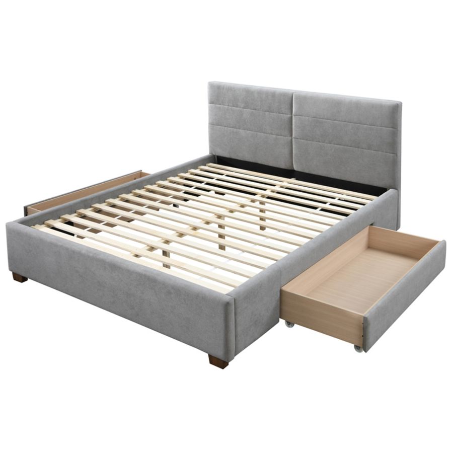 Platform Queen Storage Bed - Emilio Modern Bed Frame with Underbed Drawers for Extra Space | Perfect for Small Bedrooms, Guest Rooms & Dorm Organization