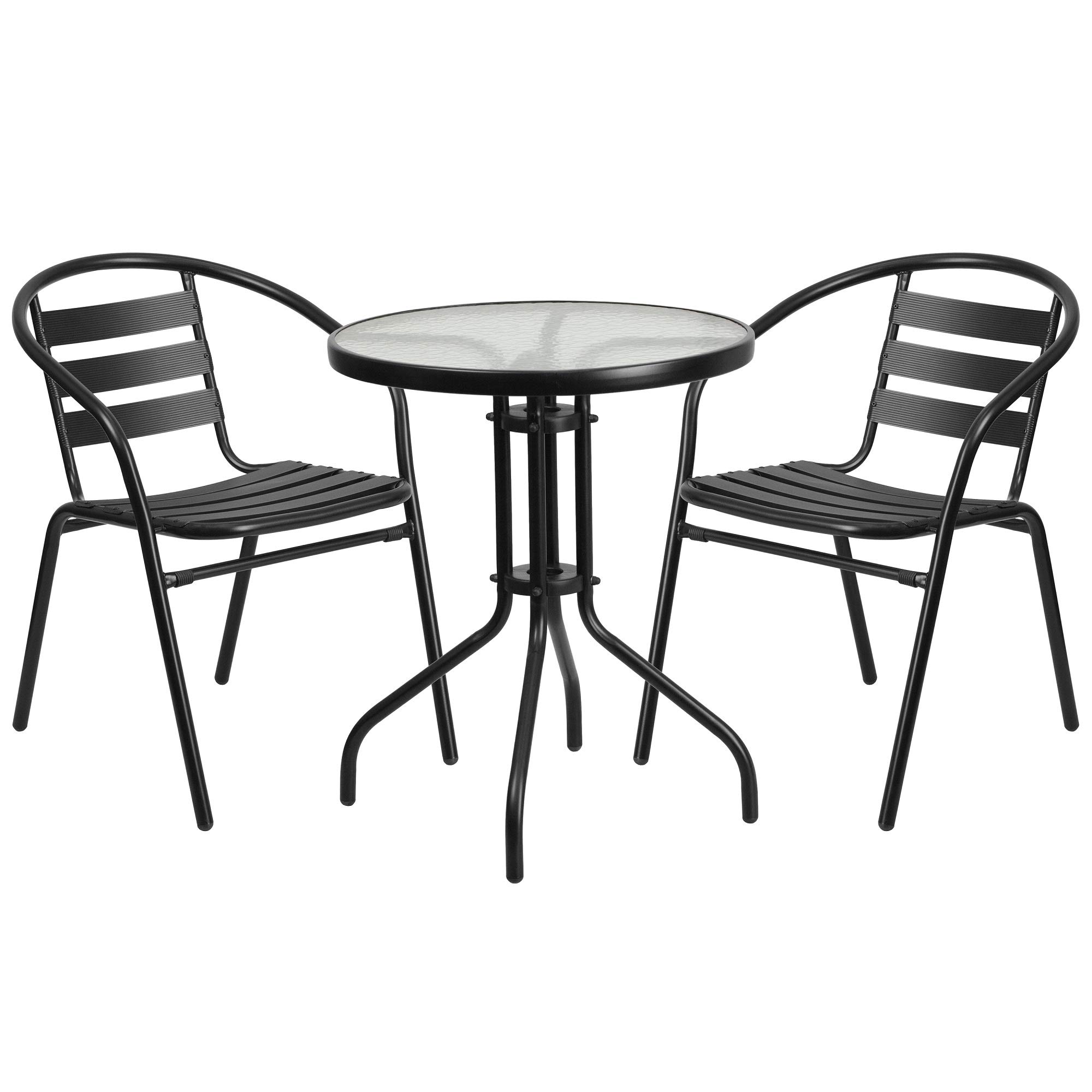 F&F Furniture Group 3-Piece Black & Clear Slat Stackable Chair Set with 28