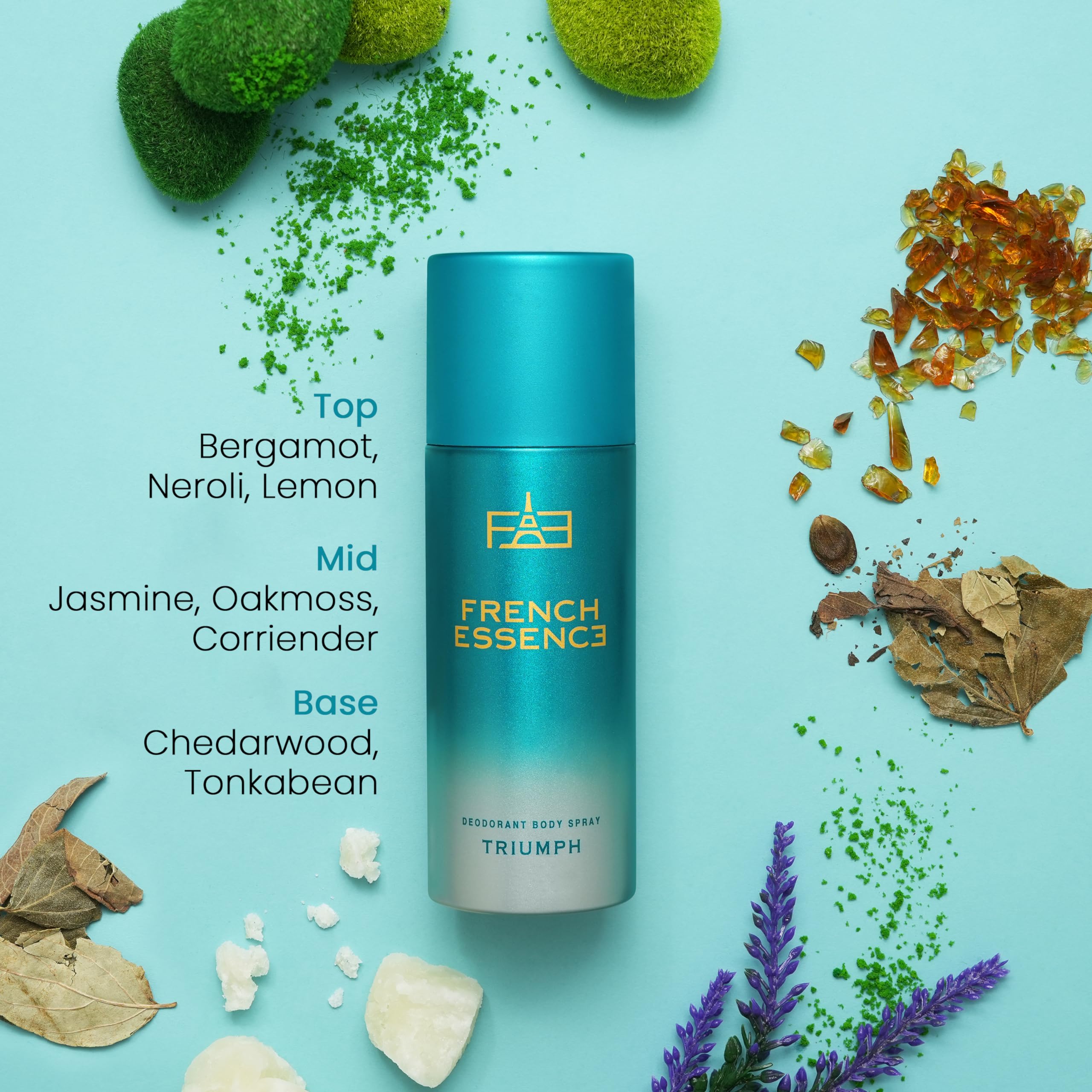 FRENCH ESSENCE Men's Deodorant Spray - Long Lasting Fragrance, Fresh Scent (Triumph) 150ml - Body Spray & Cologne for Men - Pack of 1 - Perfect for Gym, Work & Everyday Use