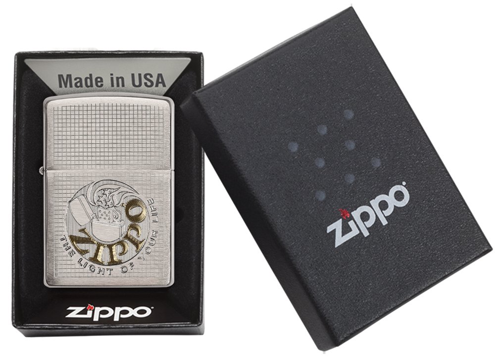 Zippo Brushed Chrome Pocket Lighter - Windproof Refillable Lighter for Outdoor Adventures, Camping & Everyday Use