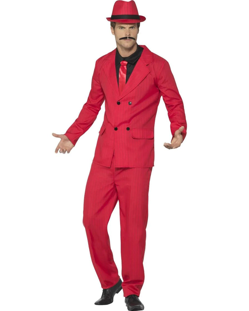 Vintage 1940s Red Zoot Suit Gangster Costume for Men - 20s 30s Swing Dance & Halloween Party Outfit
