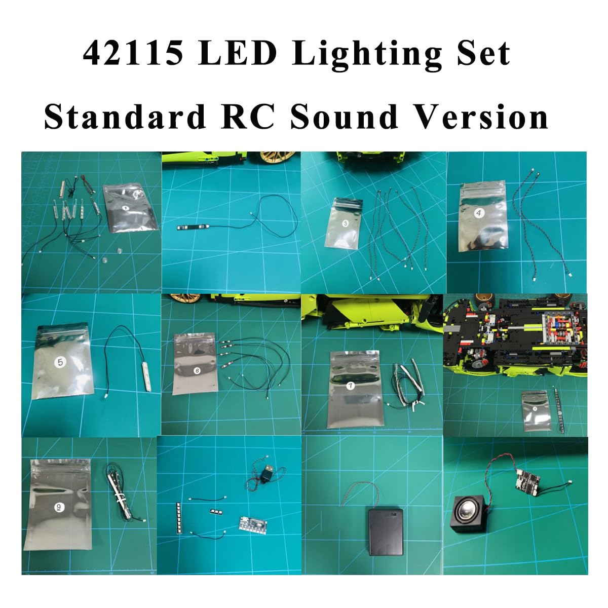 HOSDIY Upgraded LED Light Kit with Music Remote Control for Lamborghini Sián FKP 37 Model - Compatible with Lego 42115 Building Blocks (Light Only, No Model Included) - Perfect for DIY Car Model Lighting and Home Decoration