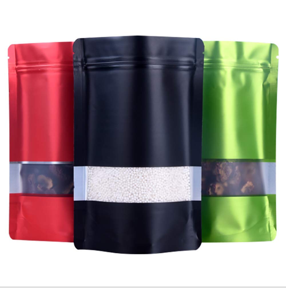 100 Matte Smell Proof Stand Up Ziplock Bags with Resealable Zip Lock - 15x22cm (6x8.6