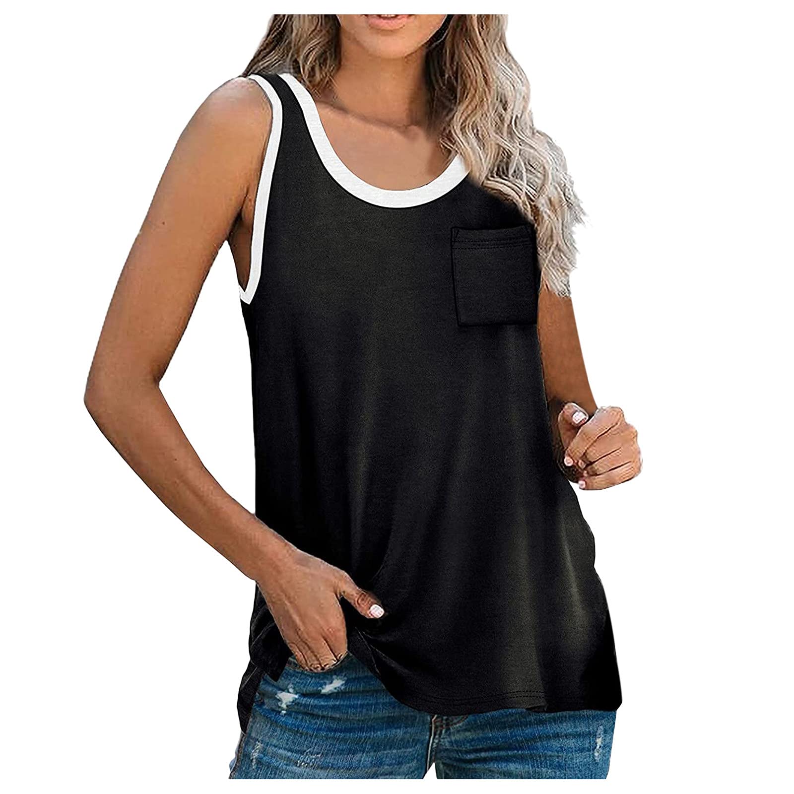Women's Solid Color Tank Tops - Breathable Loose Fit Summer Casual T-Shirts for Everyday Wear, Gym, Beach & Vacation