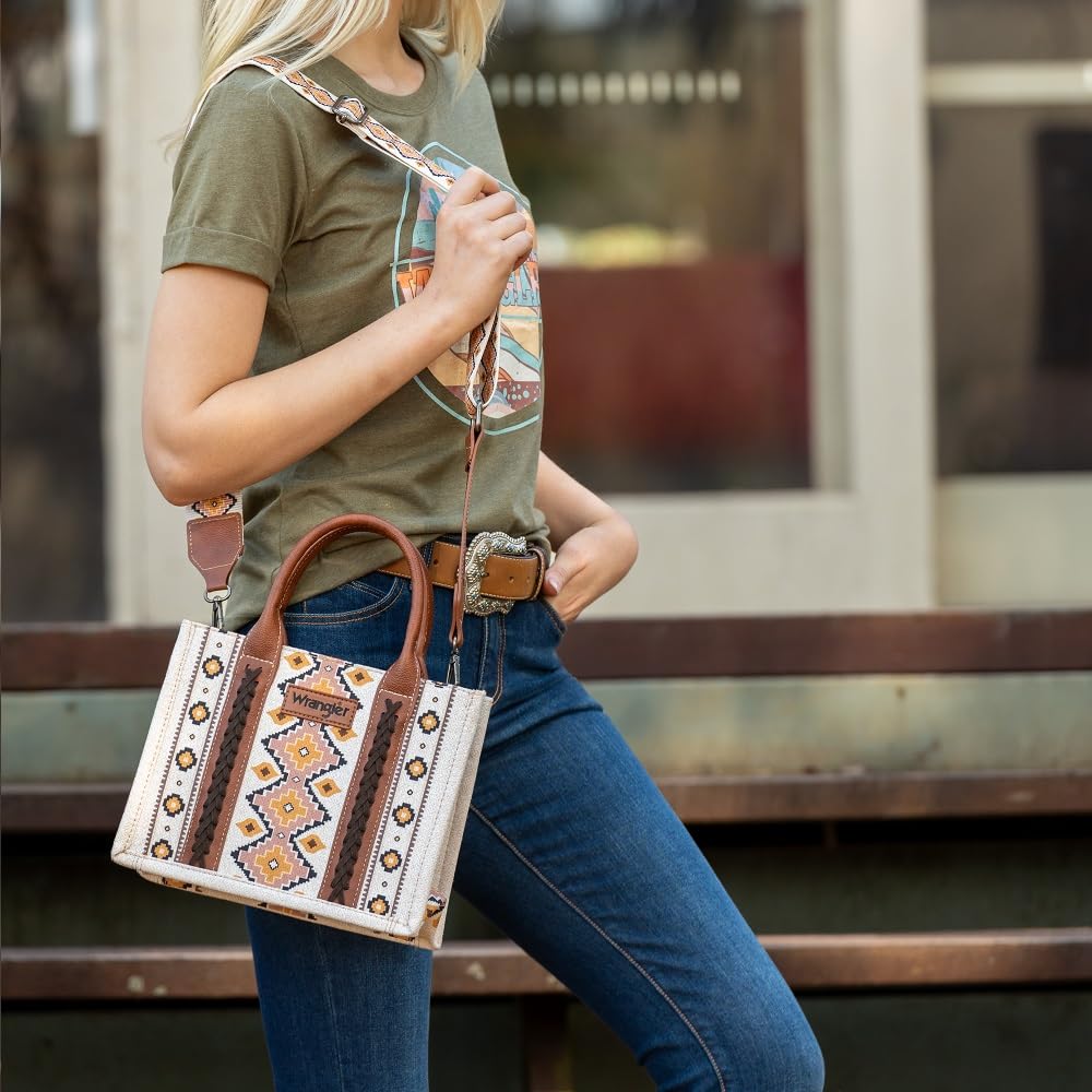 Wrangler Aztec Tote Bag for Women - Boho Shoulder Purse & Handbag - Perfect for Work, Travel & Everyday Use