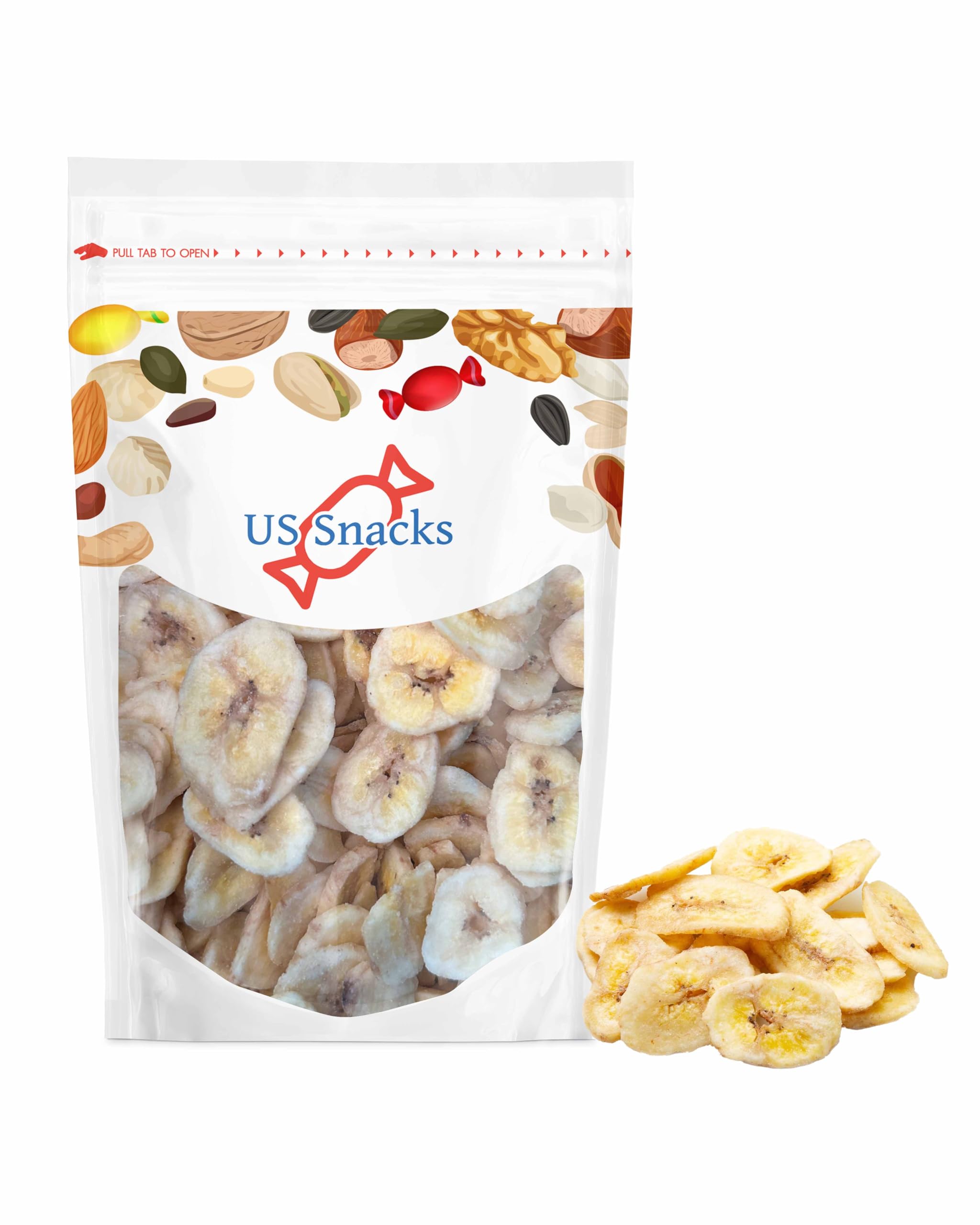Crispy Sweetened Banana Chips – Healthy US Snacks 8oz | Vegan Gluten-Free Dried Fruit for Hiking, Office & Kids Lunch Box