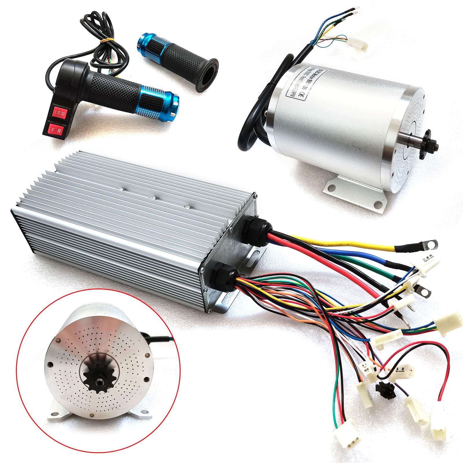 72V 3000W Brushless Motor Kit with 80A 24 Mosfet Controller & 3-Speed Switch - High Performance Conversion Kit for Electric Bikes, Scooters & Motorcycles - Perfect for DIY E-Bike Upgrades & Commuting