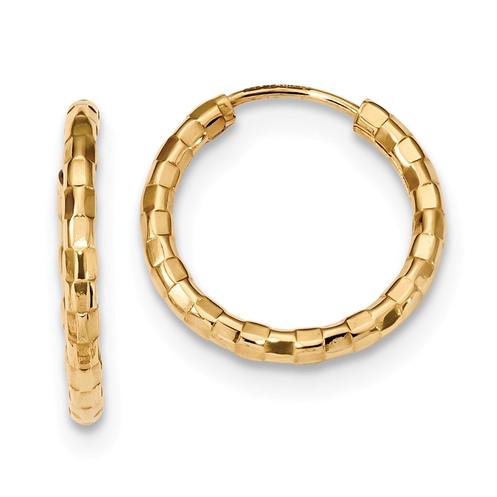 14K Gold Polished Faceted 2.5mm Hoop Earrings for Women - Elegant Everyday Jewelry by Jewels By Lux | Perfect for Work, Date Night & Special Occasions