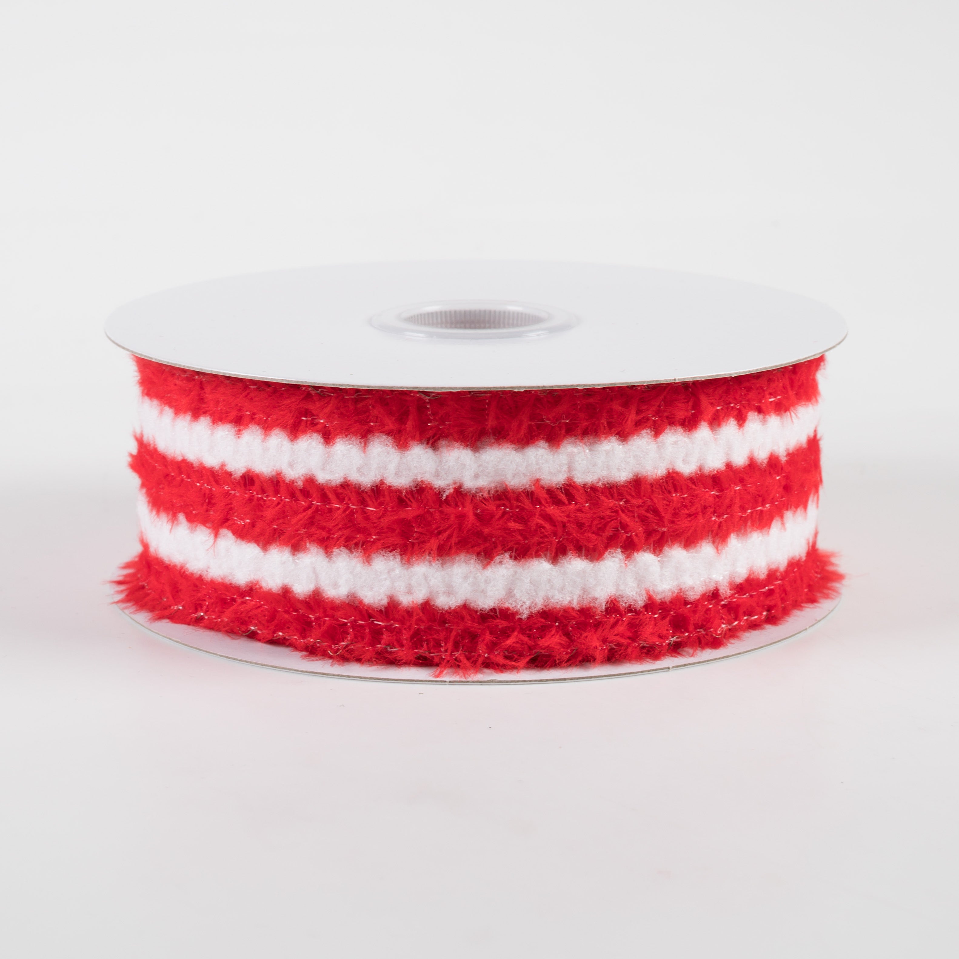 1.5 Inch Fuzzy Stripes Ribbon - Red and White Decorative Ribbon (10 Yards) for Gift Wrapping, DIY Crafts, Party Decorations and Scrapbooking